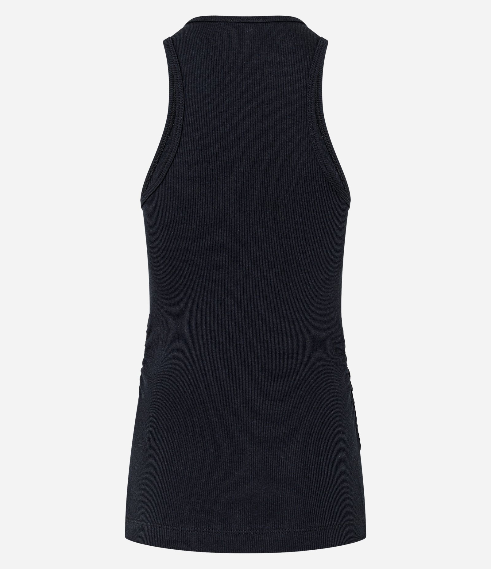 Blusa Regata em Ribana com Drapeado Lateral Preto 6