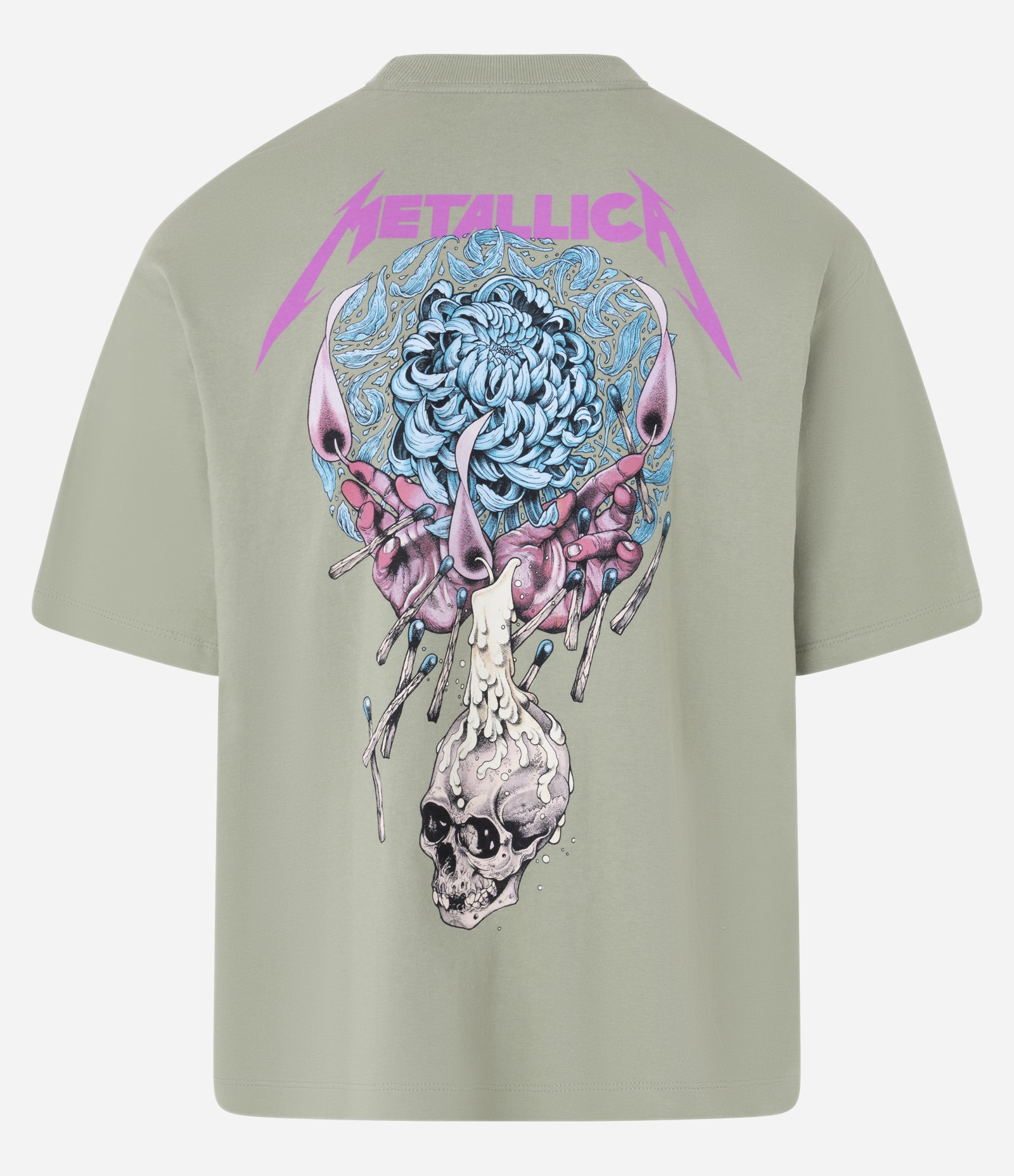 Camiseta Comfort em Algodão com Estampa de Caveira e Lettering Metallica Verde 8