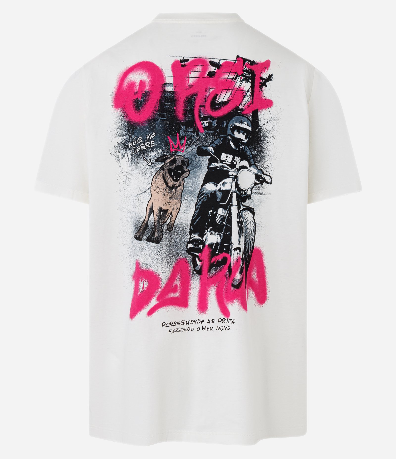 Camiseta Relaxed em Algodão com Estampa o Rei da Rua Branco 7