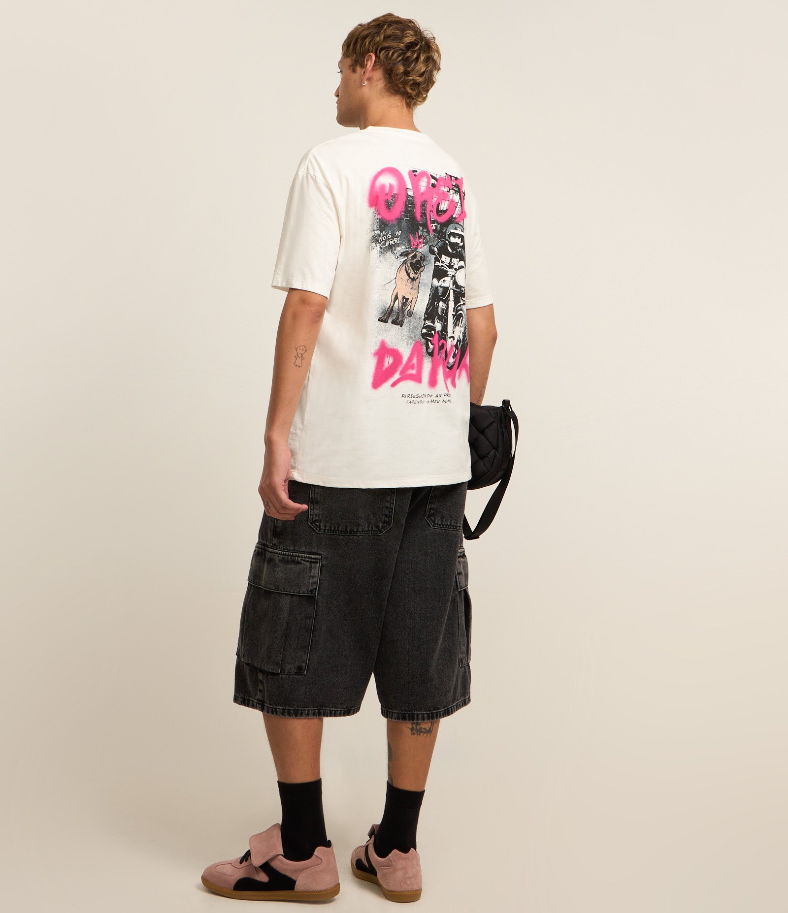 Camiseta Relaxed em Algodão com Estampa o Rei da Rua Branco 2