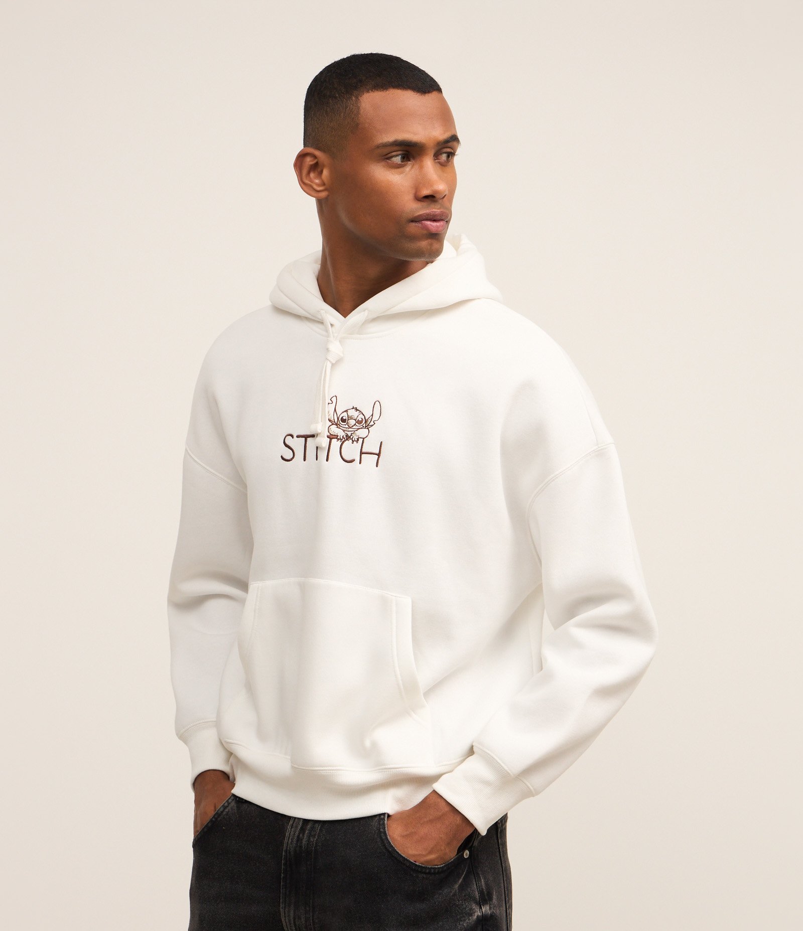Casaco Boxy em Fleece com Estampa Stitch Branco 1