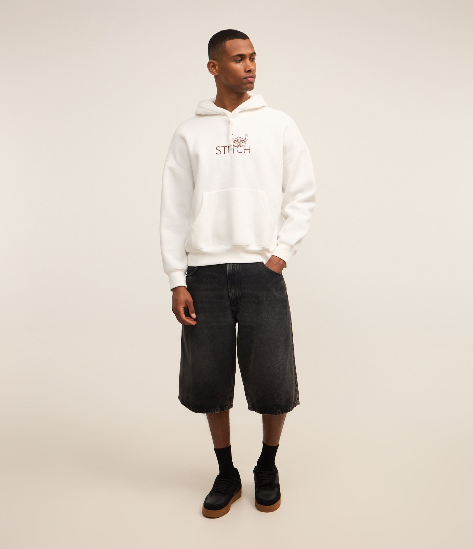 Casaco Boxy em Fleece com Estampa Stitch Branco 4