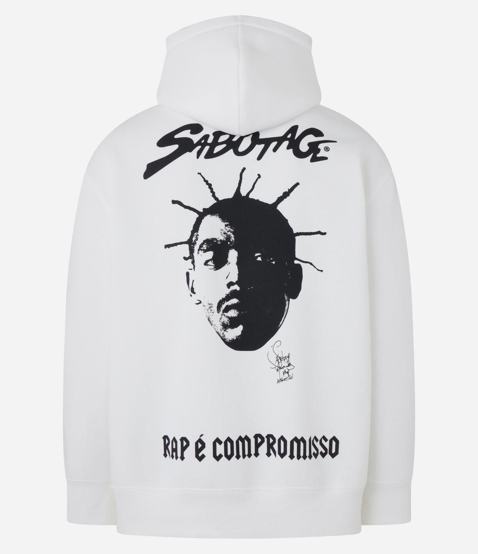 Blusão Relaxed com Estampa Sabotage em Fleece Branco 9