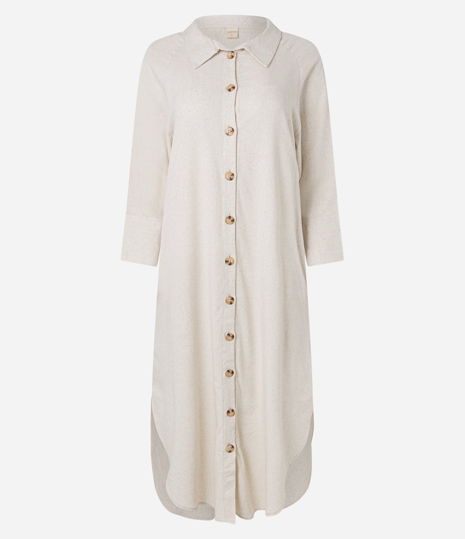 Vestido Evasê Midi em Viscolinho com Manga 7/8 Bege 6