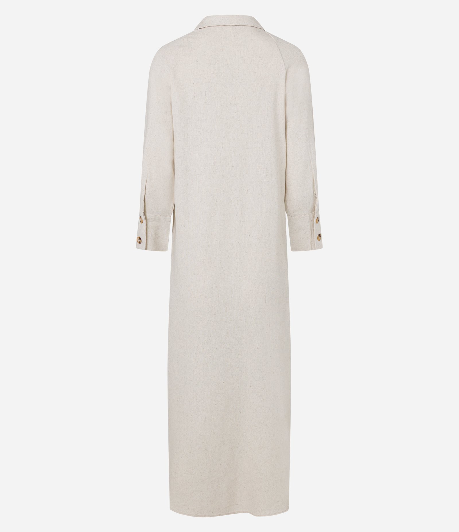 Vestido Evasê Midi em Viscolinho com Manga 7/8 Bege 8