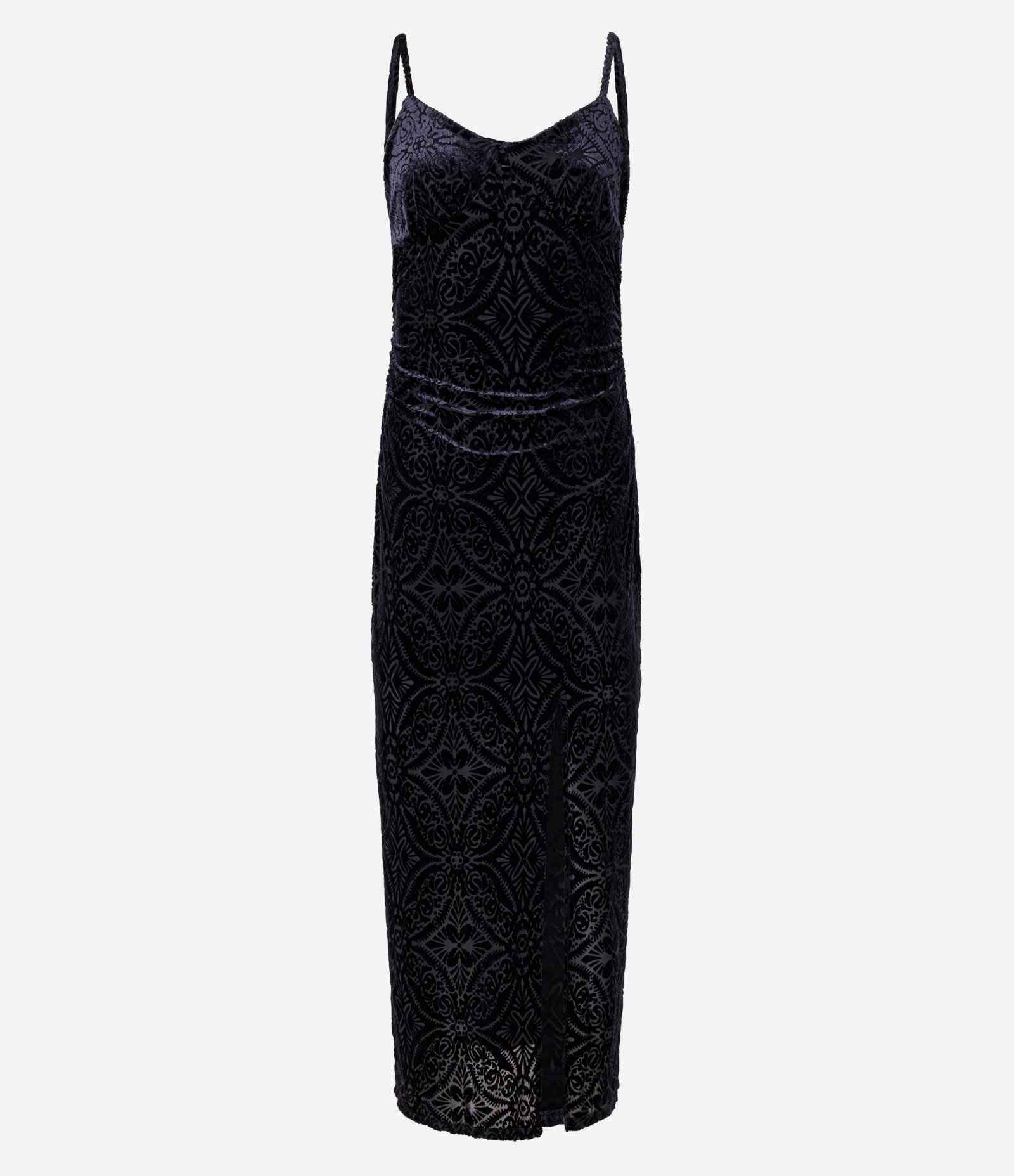 Vestido Longo em Veludo com Estampa Floral Preto 5