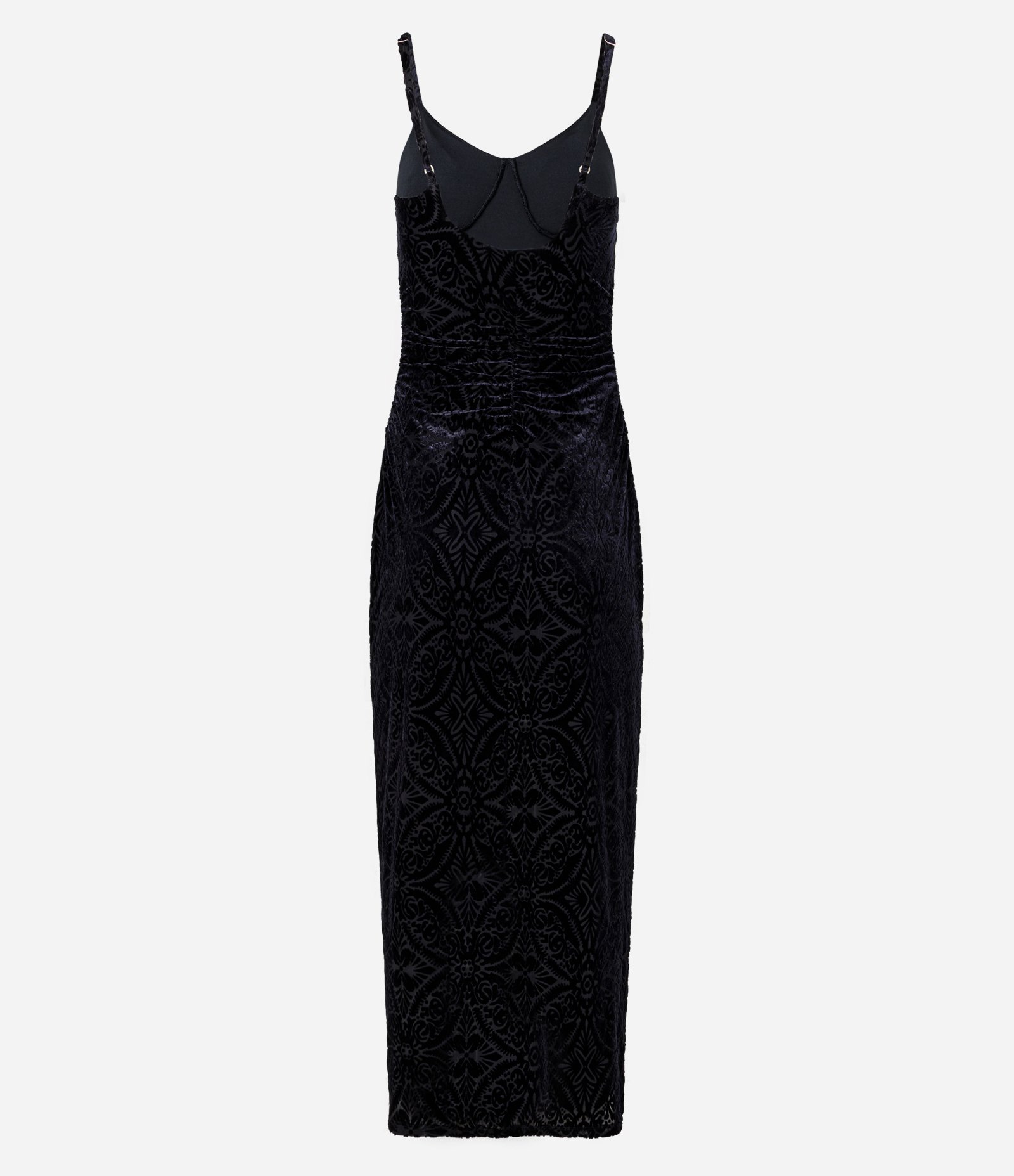Vestido Longo em Veludo com Estampa Floral Preto 7