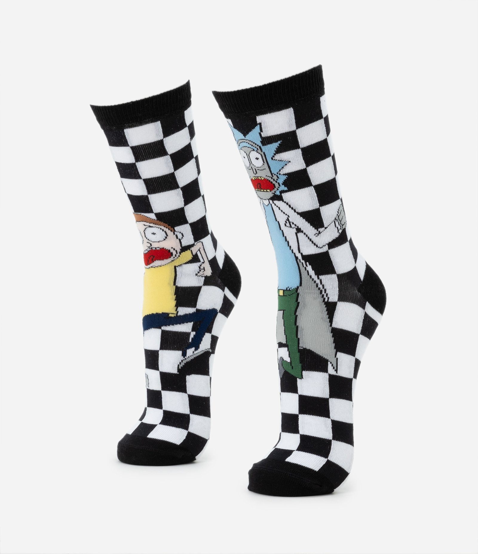 Meia Cano Alto em Algodão com Estampa Rick e Morty Preto/Branco 1