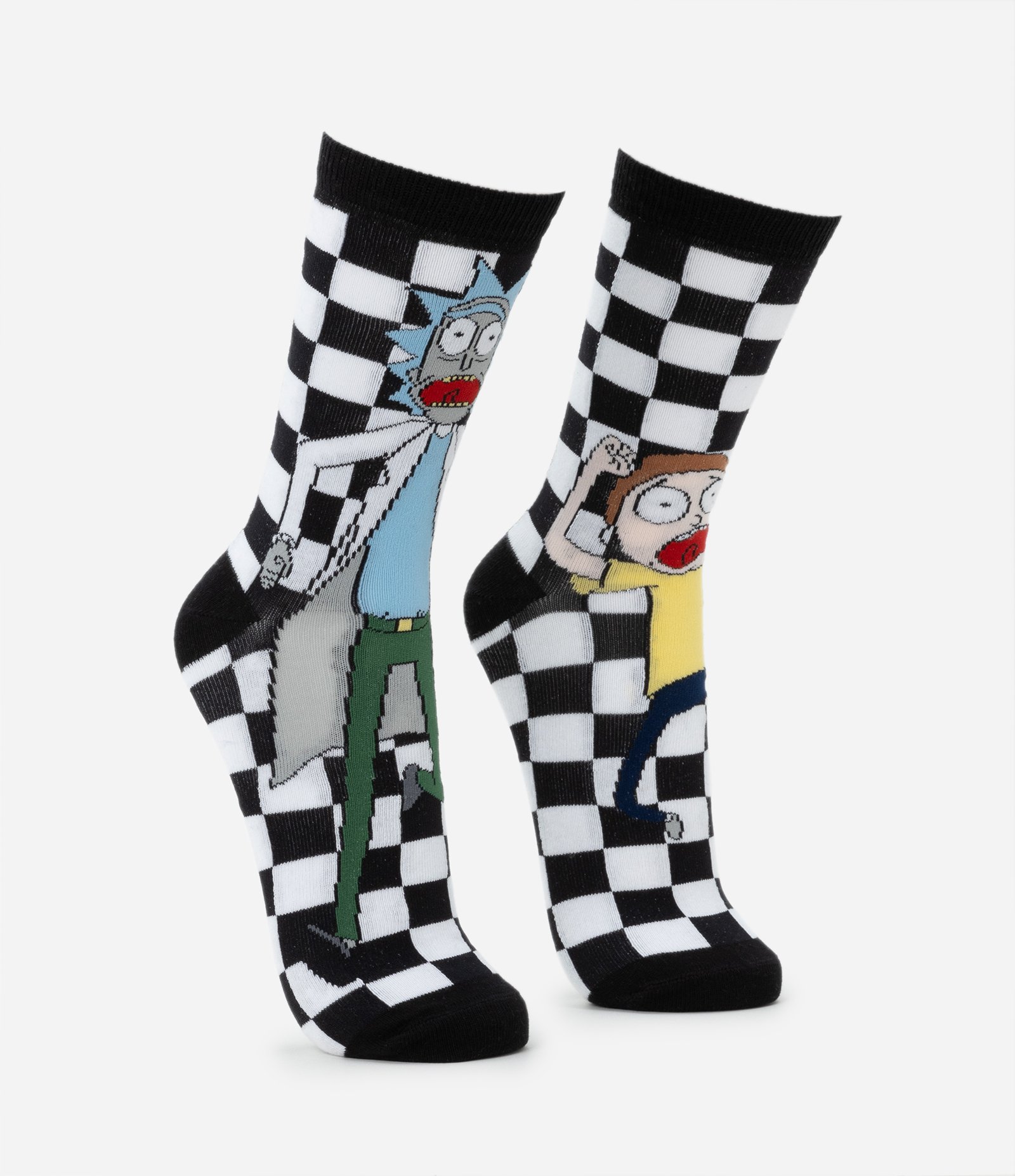 Meia Cano Alto em Algodão com Estampa Rick e Morty Preto/Branco 2