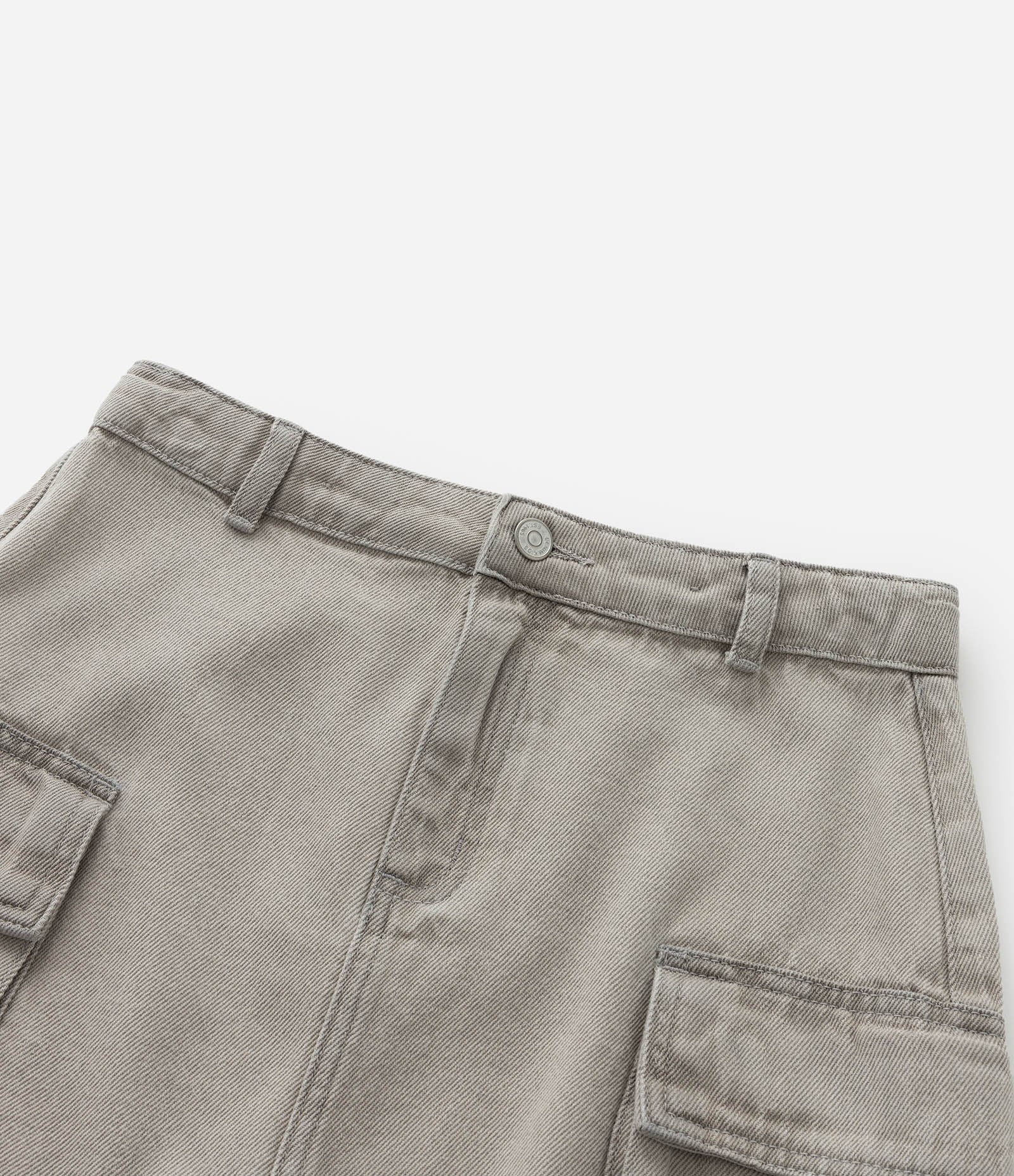 Saia Infantil em Jeans com Bolsos Cargo - Tam 7 a 14 Anos Bege 4