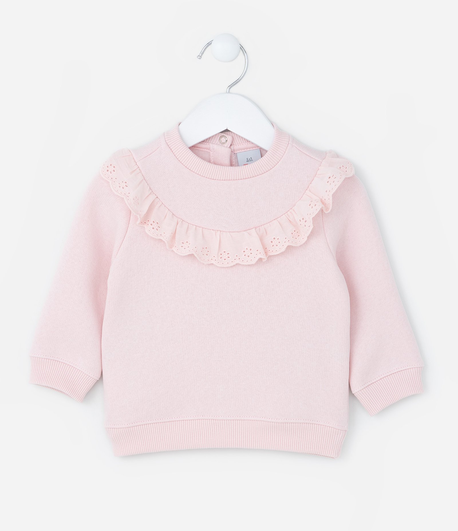 Blusão Infantil Quentinho com Babado Broderie - Tam 0 a 18 meses Rosa 1