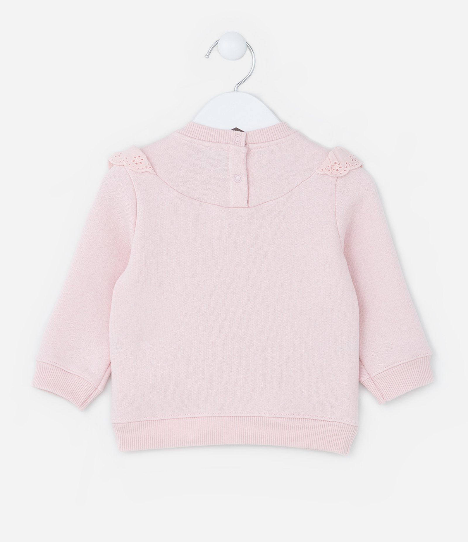 Blusão Infantil Quentinho com Babado Broderie - Tam 0 a 18 meses Rosa 2