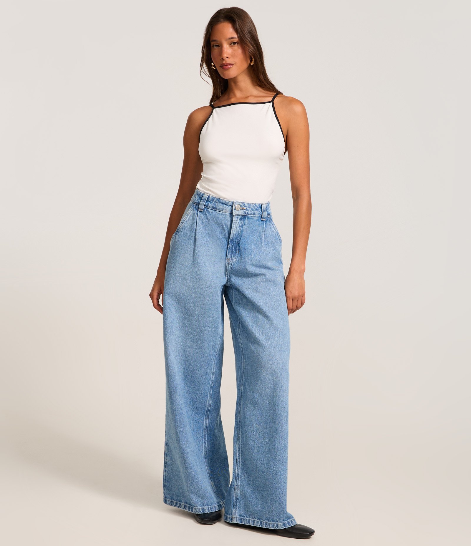 Blusa Seamless com Viés e Alças Contrastantes Branco 2