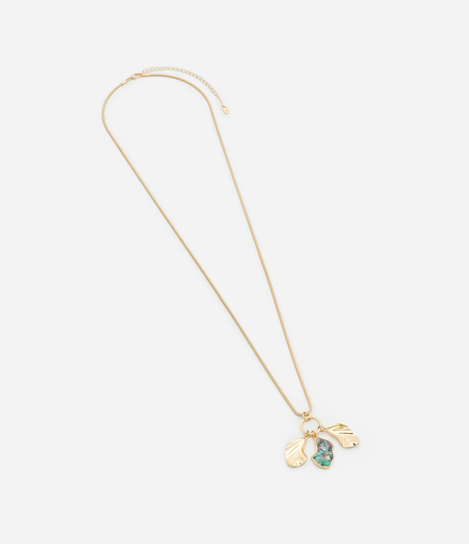 Colar Médio com Pingente Pétalas e Detalhe Abalone Dourado 3