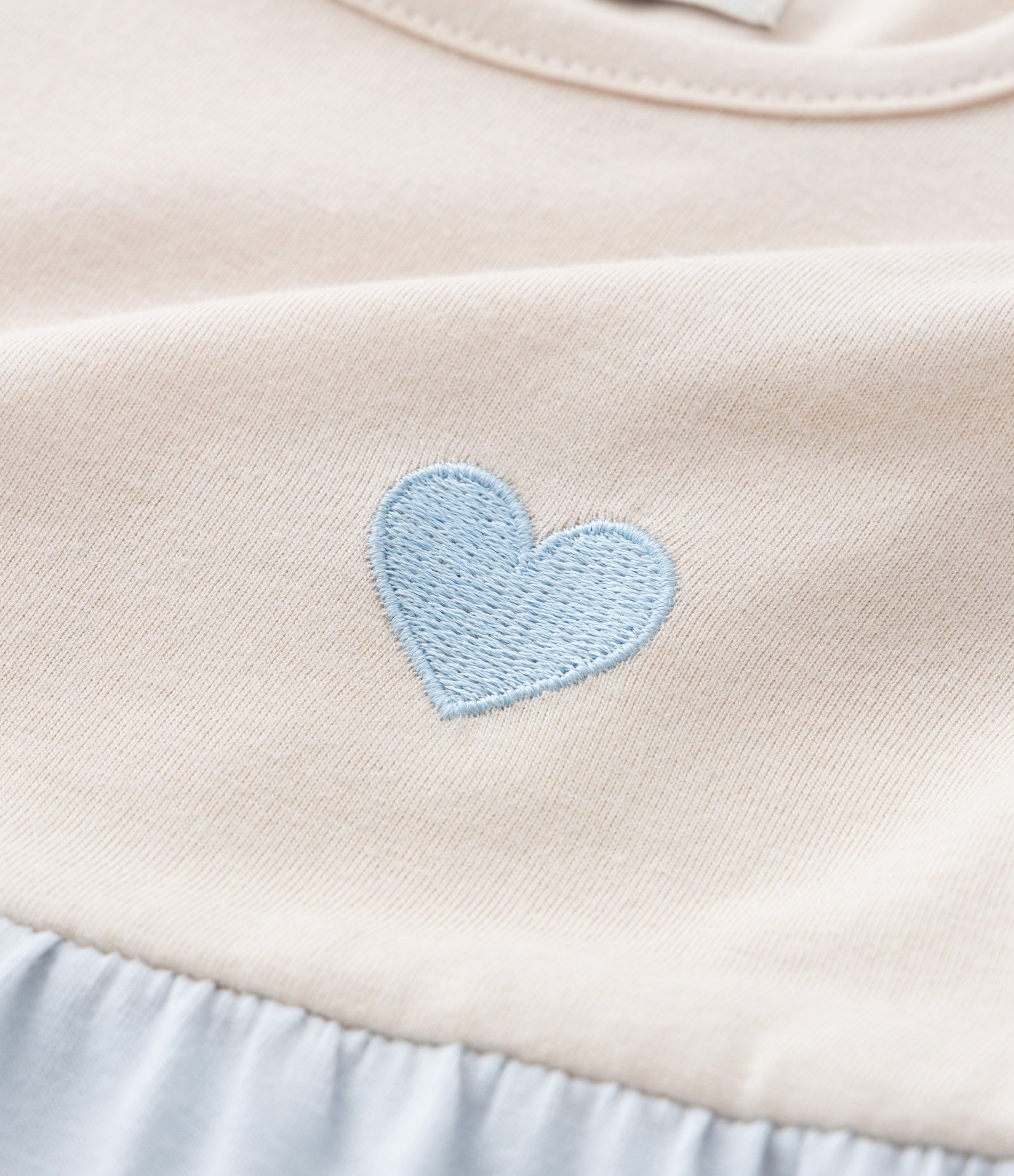 Vestido Marias Infantil com Bordado de Coração e Manga Bufante - Tam 1 a 5 Anos Bege/Azul 6