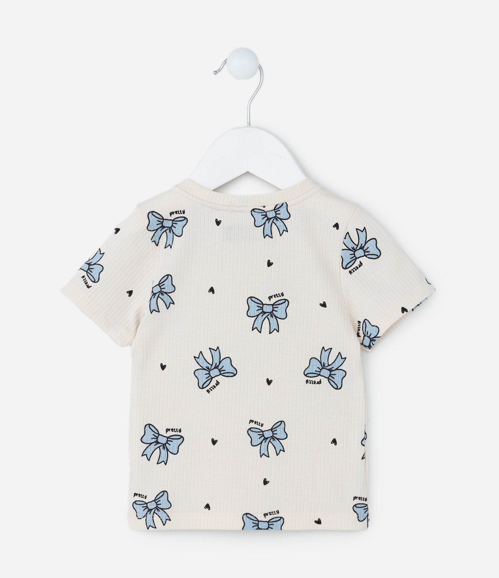 Blusa Infantil Canelada com Estampa Laços - Tam 1 a 6 Anos Bege 2