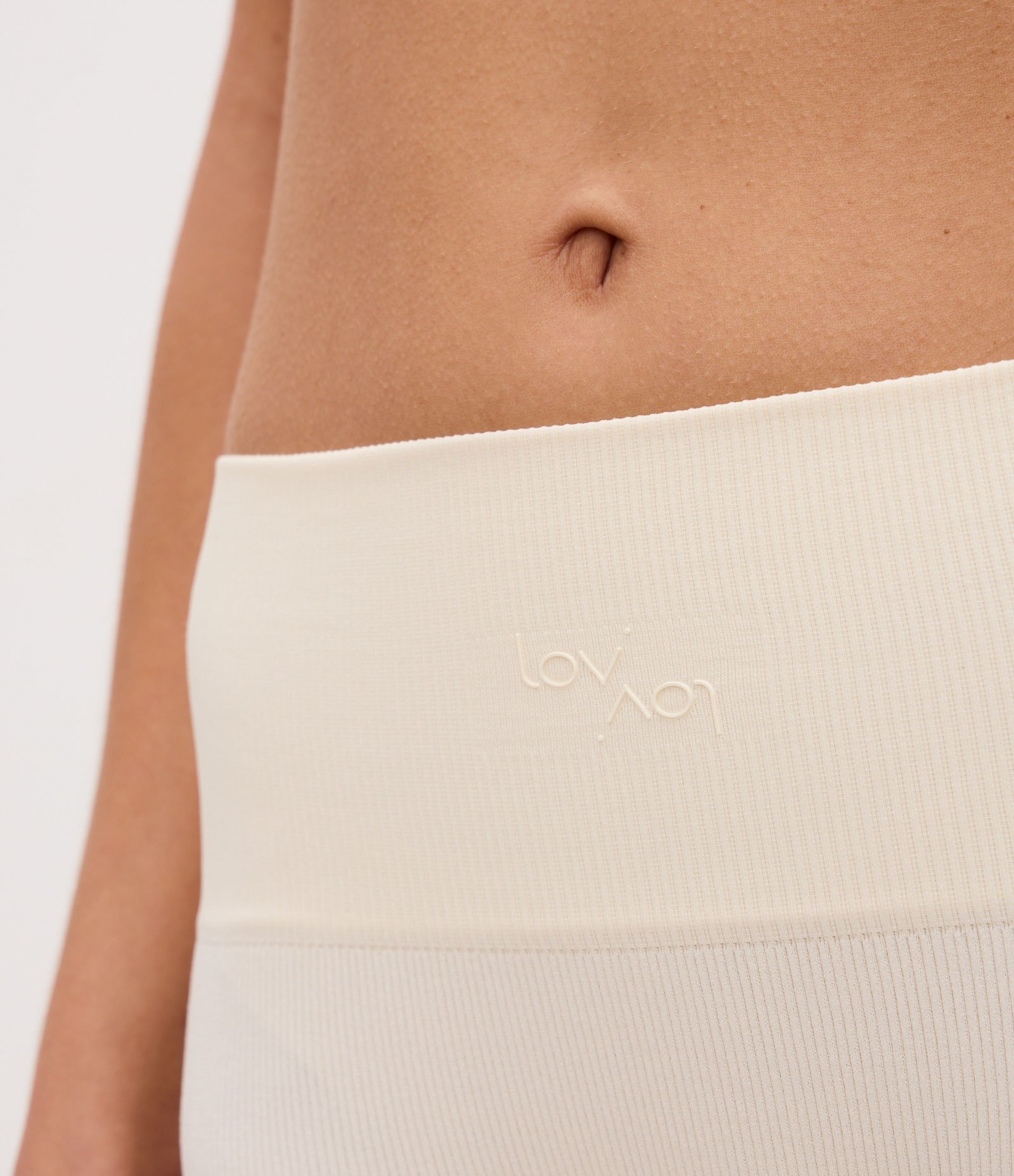 Calcinha Alta em Poliamida Seamless Canelada Off White 5