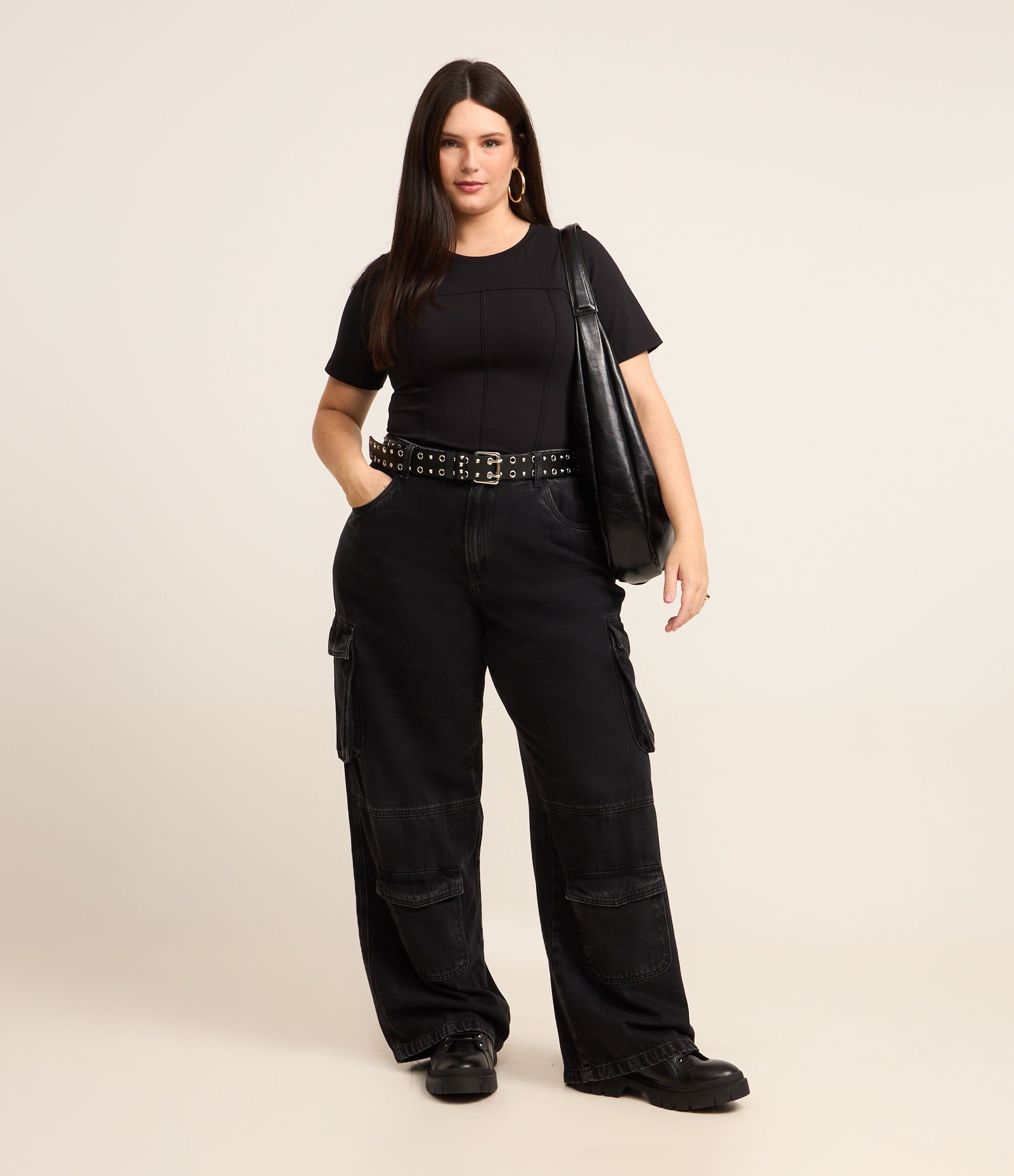 Blusa Corsetada em Cotton Curve & Plus Size Preto 2