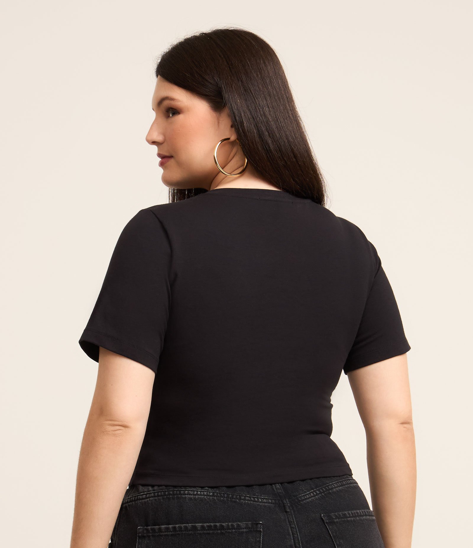 Blusa Corsetada em Cotton Curve & Plus Size Preto 3