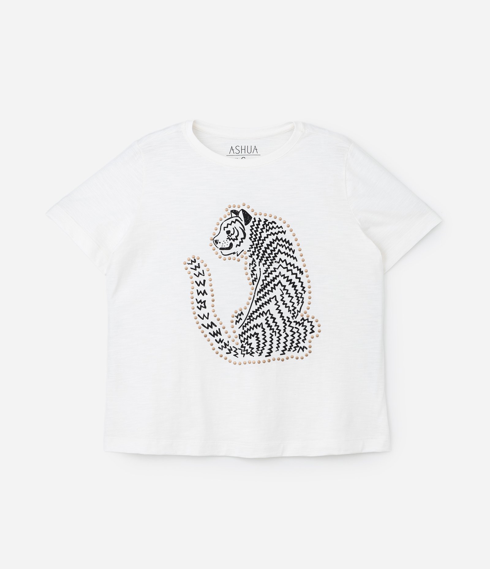 Blusa Estampada de Tigre com Tachinhas Curve & Plus Size Branco 3