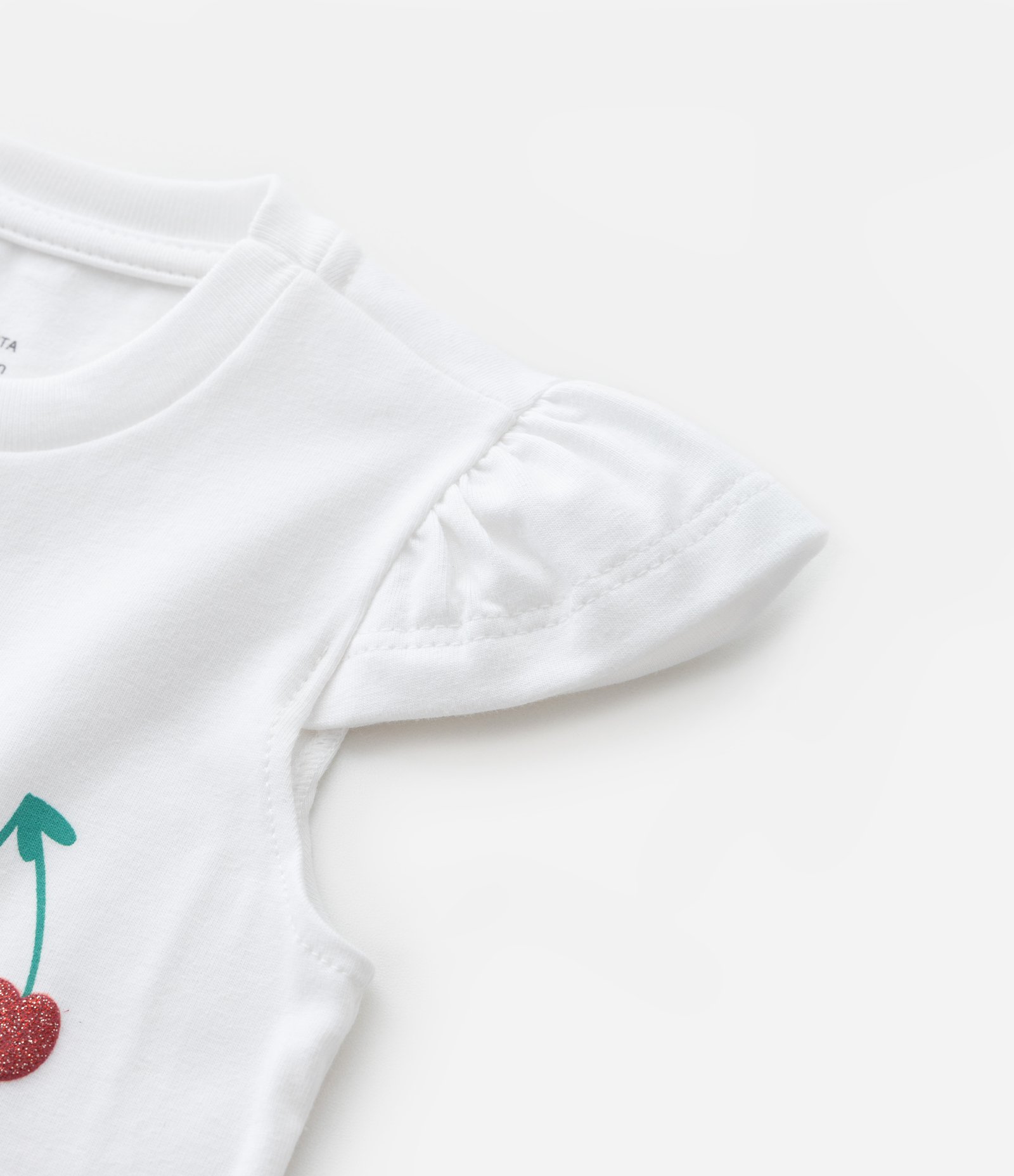 Conjunto Infantil com Estampa Cerejas - Tam 1 a 6 Anos Branco/Rosa 4