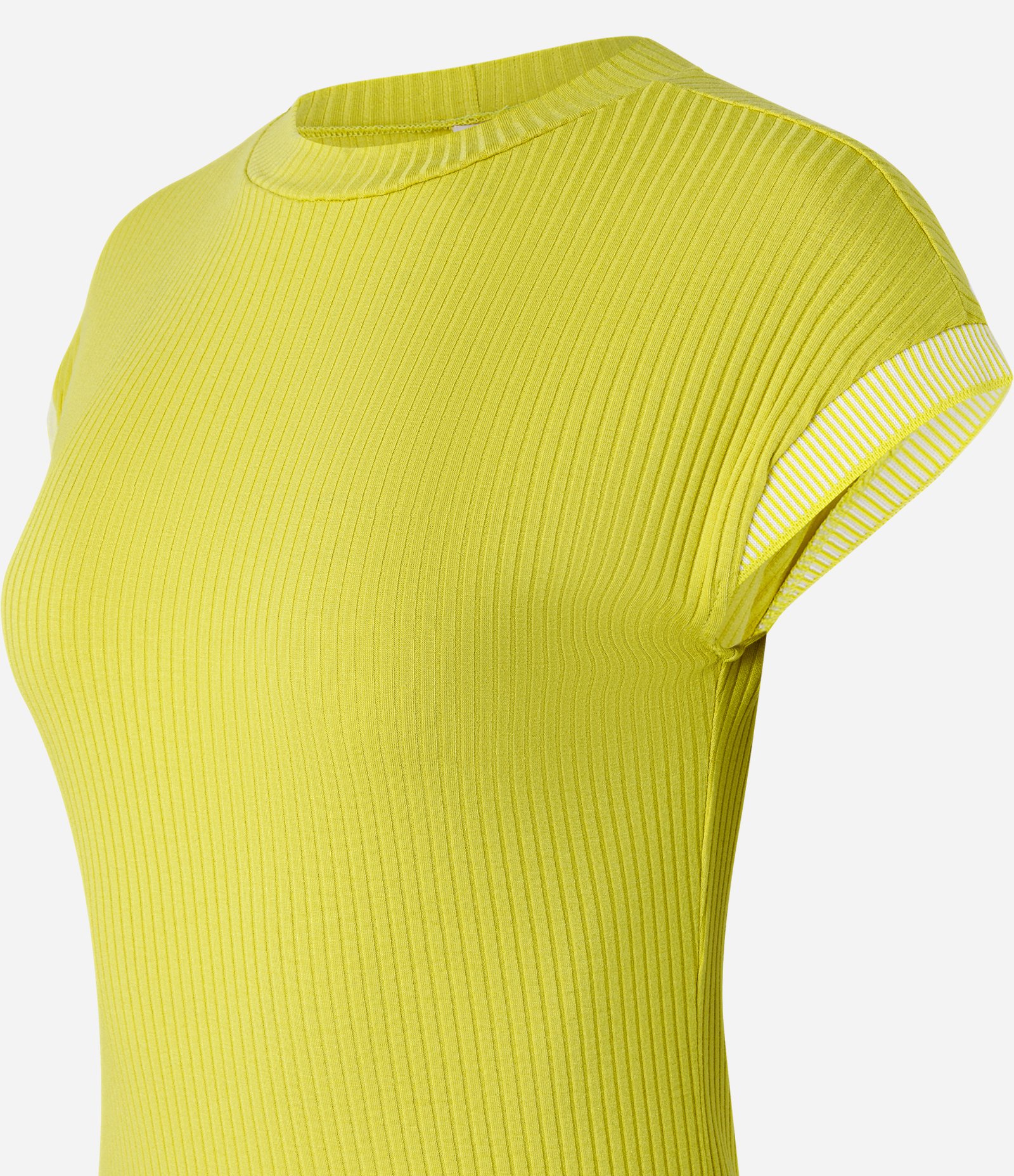 Blusa Sem Manga em Viscose com Cava Listrada Amarelo 2