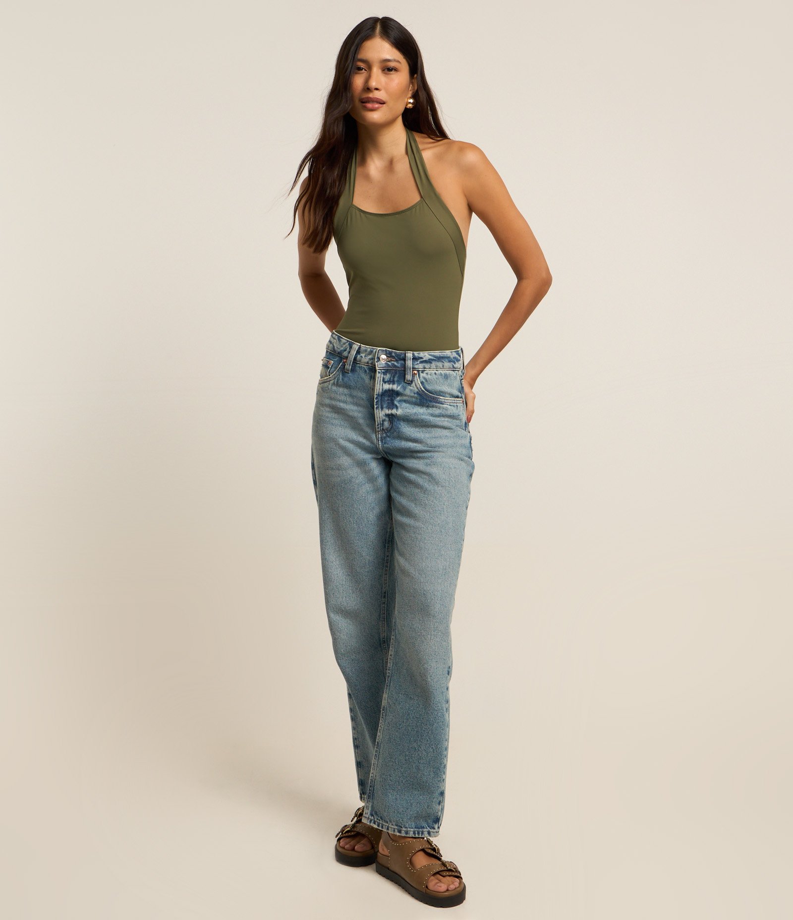 Body Frente Única em Microfibra com Decote Quadrado Verde 2