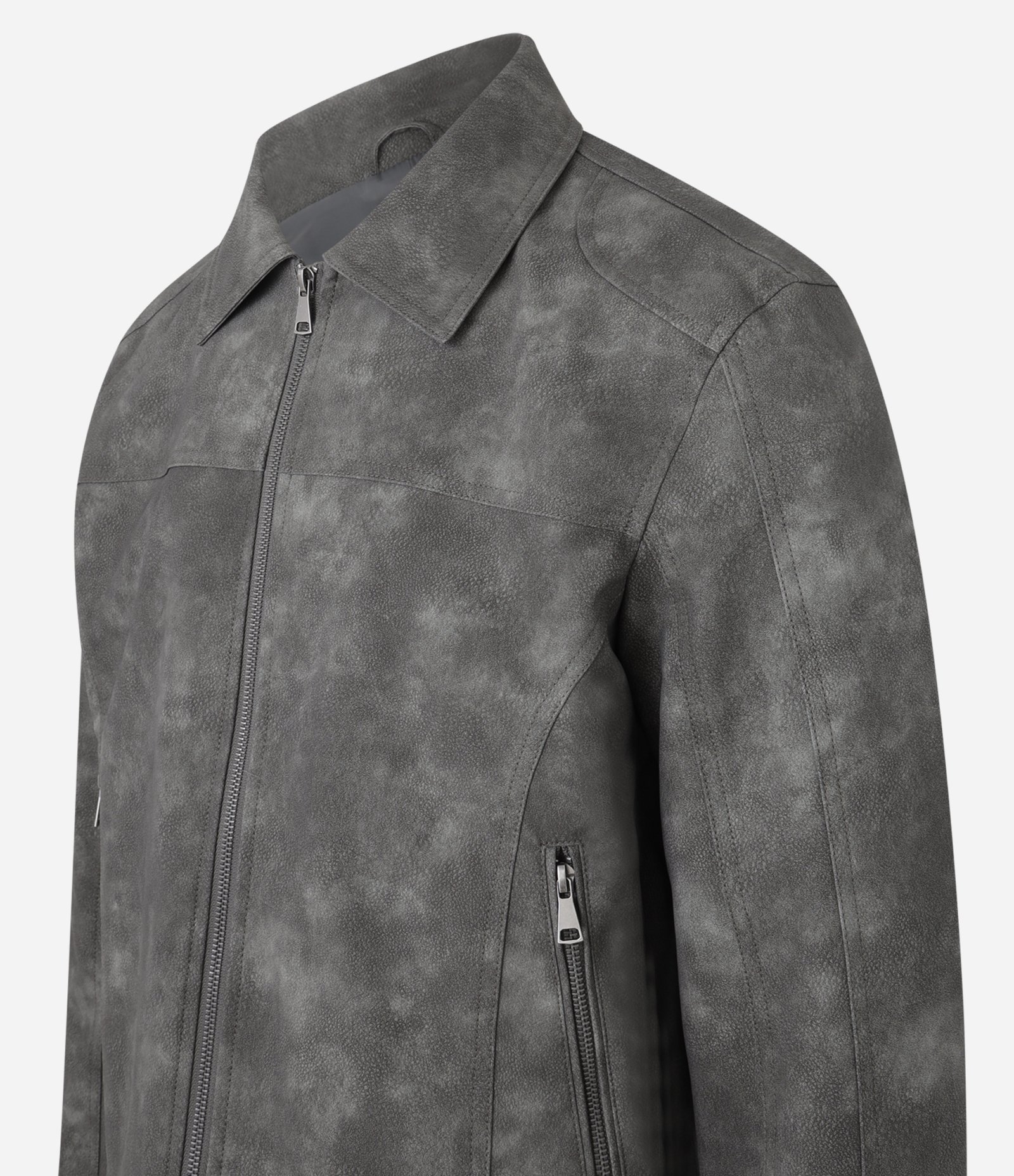 Jaqueta em Material Sintético com Recortes e Estampa Manchada Verde 7