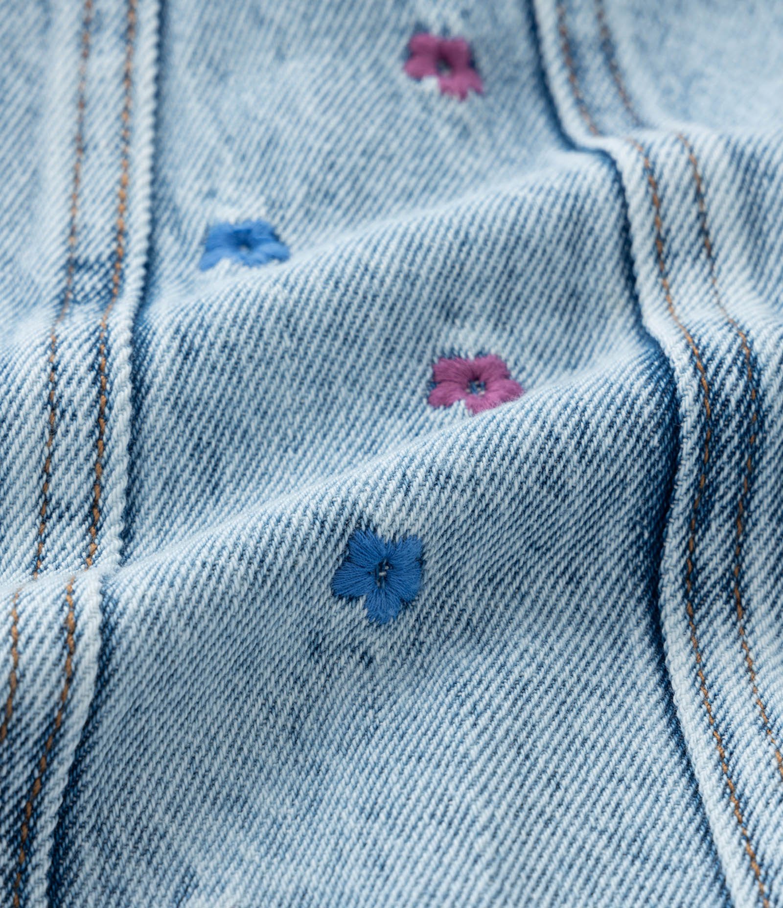 Calça Wide Leg Infantil com Bordado de Flores - Tam 1 a 6 Anos Azul 3