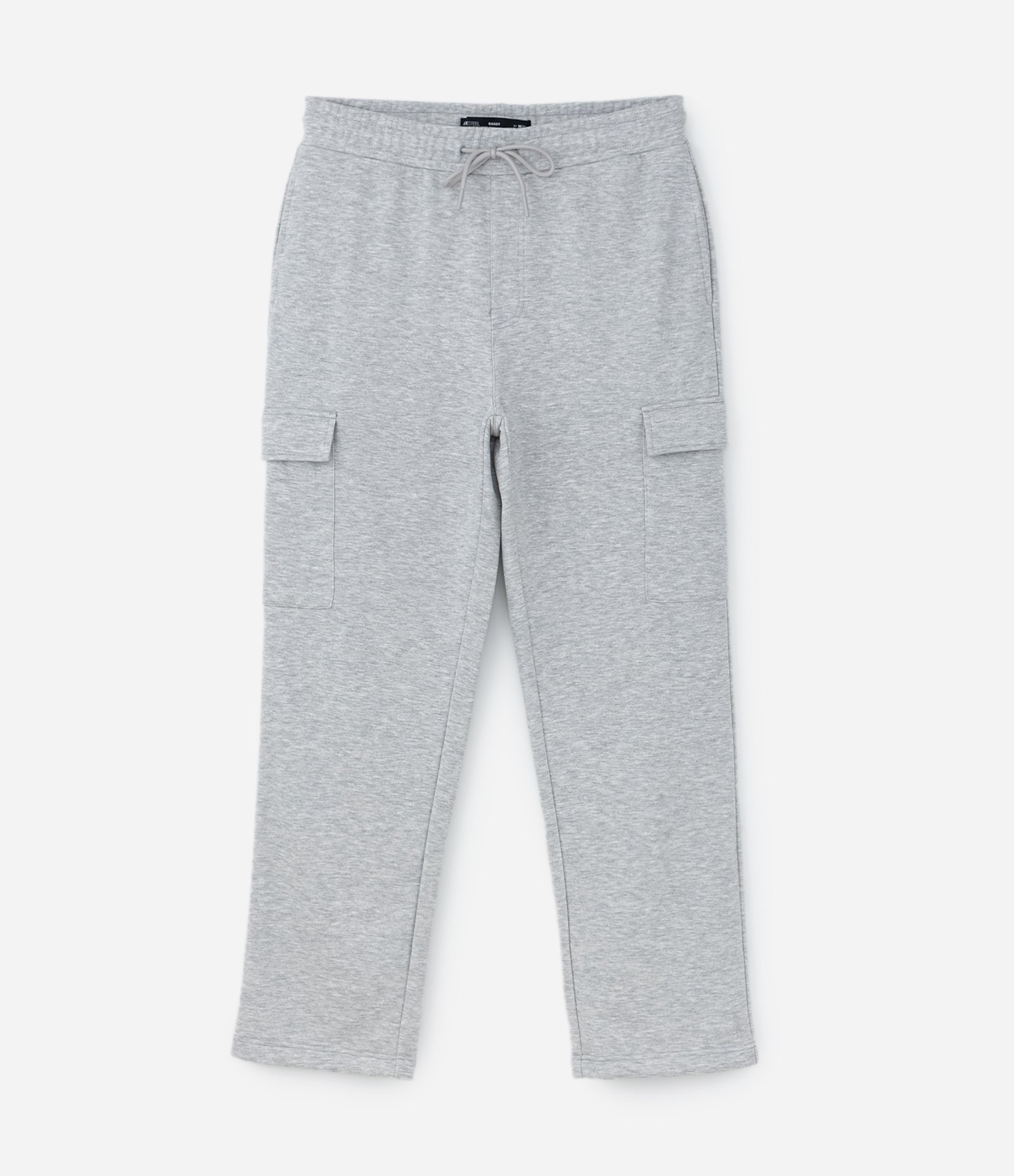 Calça Baggy em Moletom com Bolso Cargo Cinza 5
