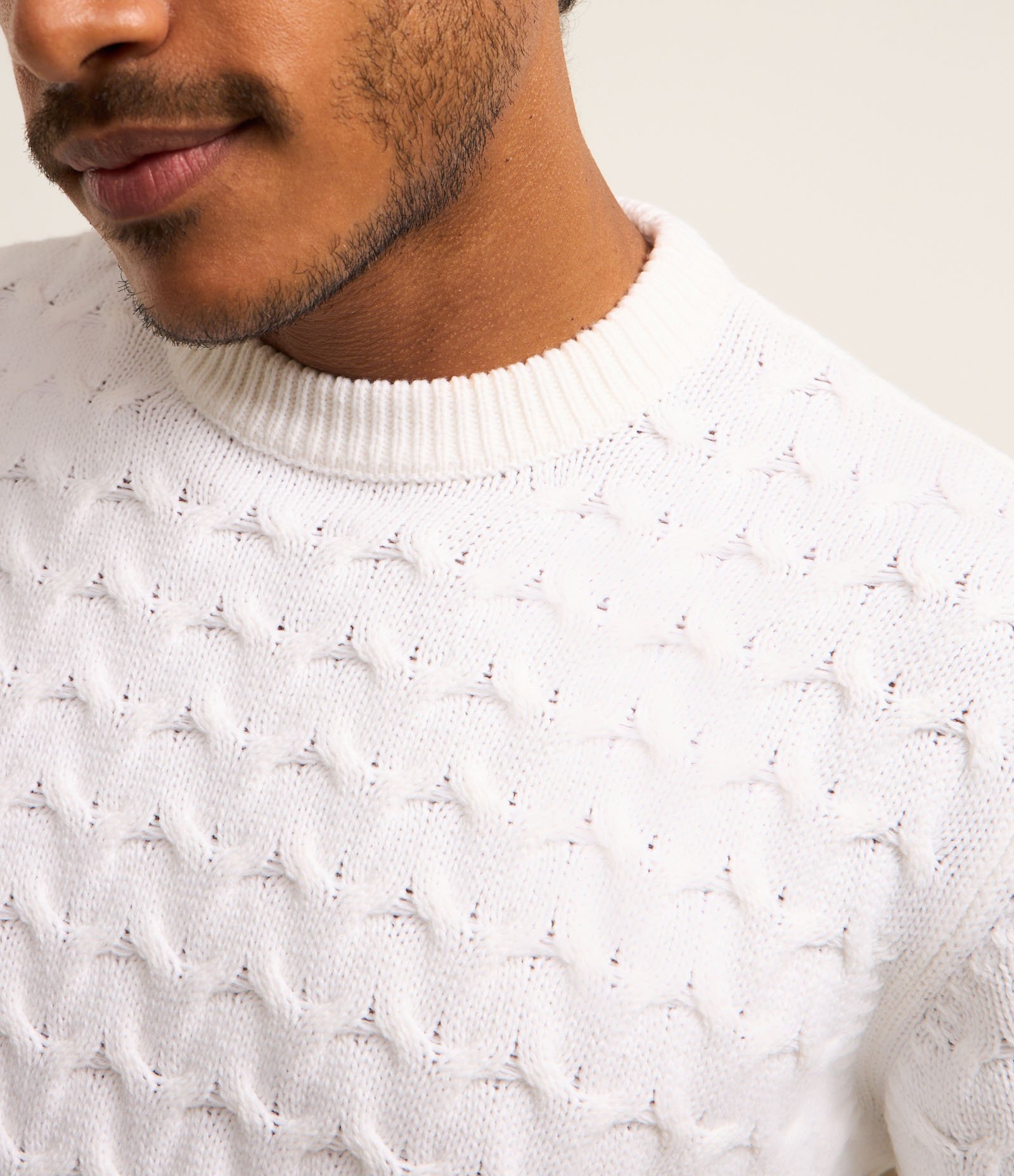 Suéter em Tricô com Textura Chevron Off White 3