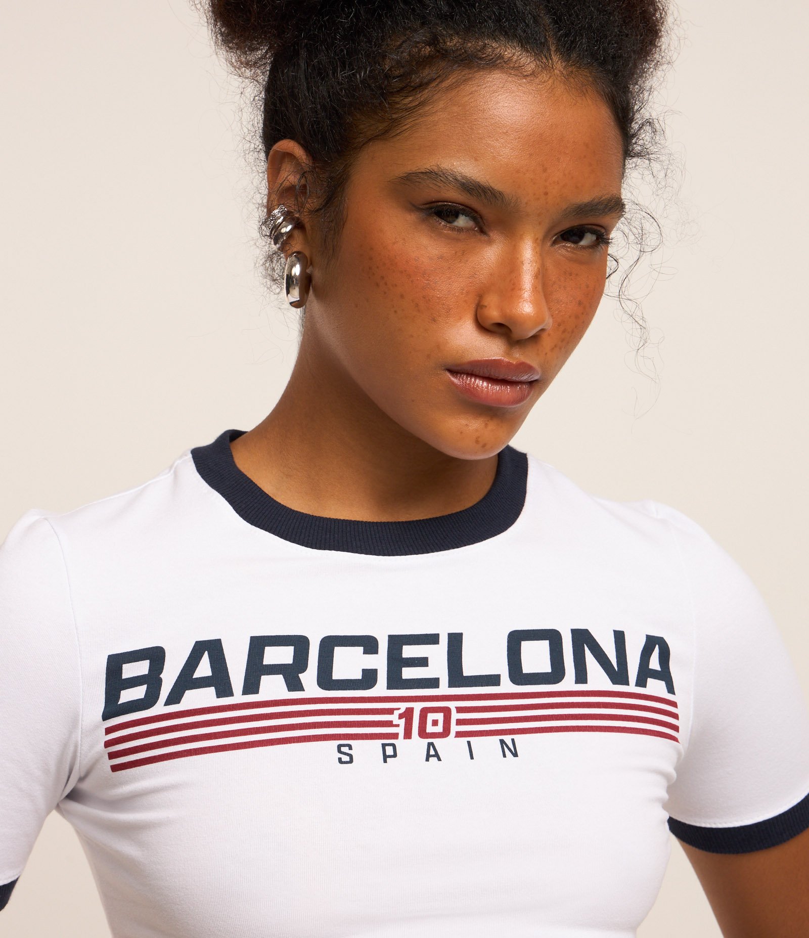 Blusa T-Shirt em Algodão Estampa Barcelona Branco 3
