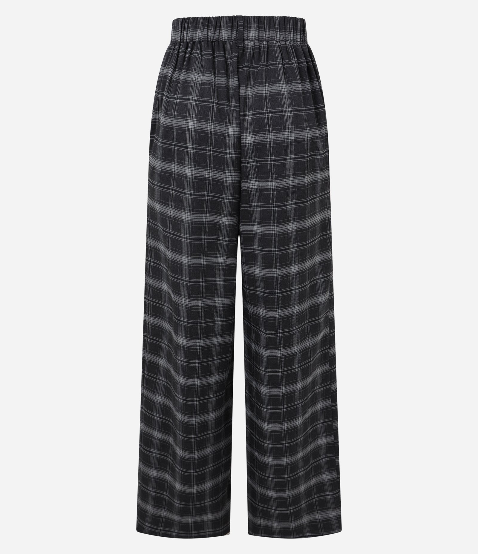 Calça Pantalona em Alfaiataria Xadrez com Cós Elástico Cinza Escuro 5