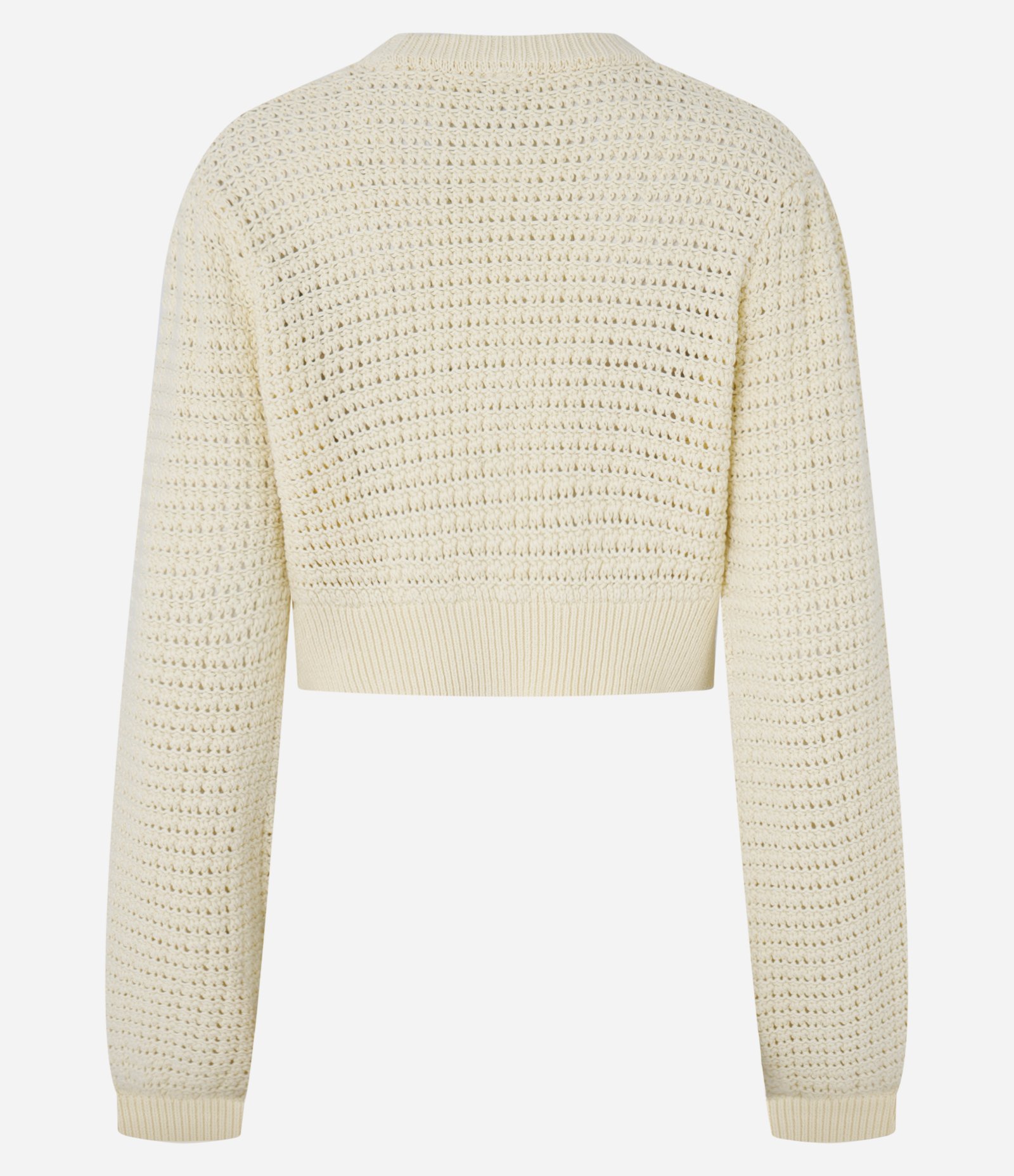 Suéter Cropped em Tricô com Ponto Aberto e Bordado de Flor Amarelo 7