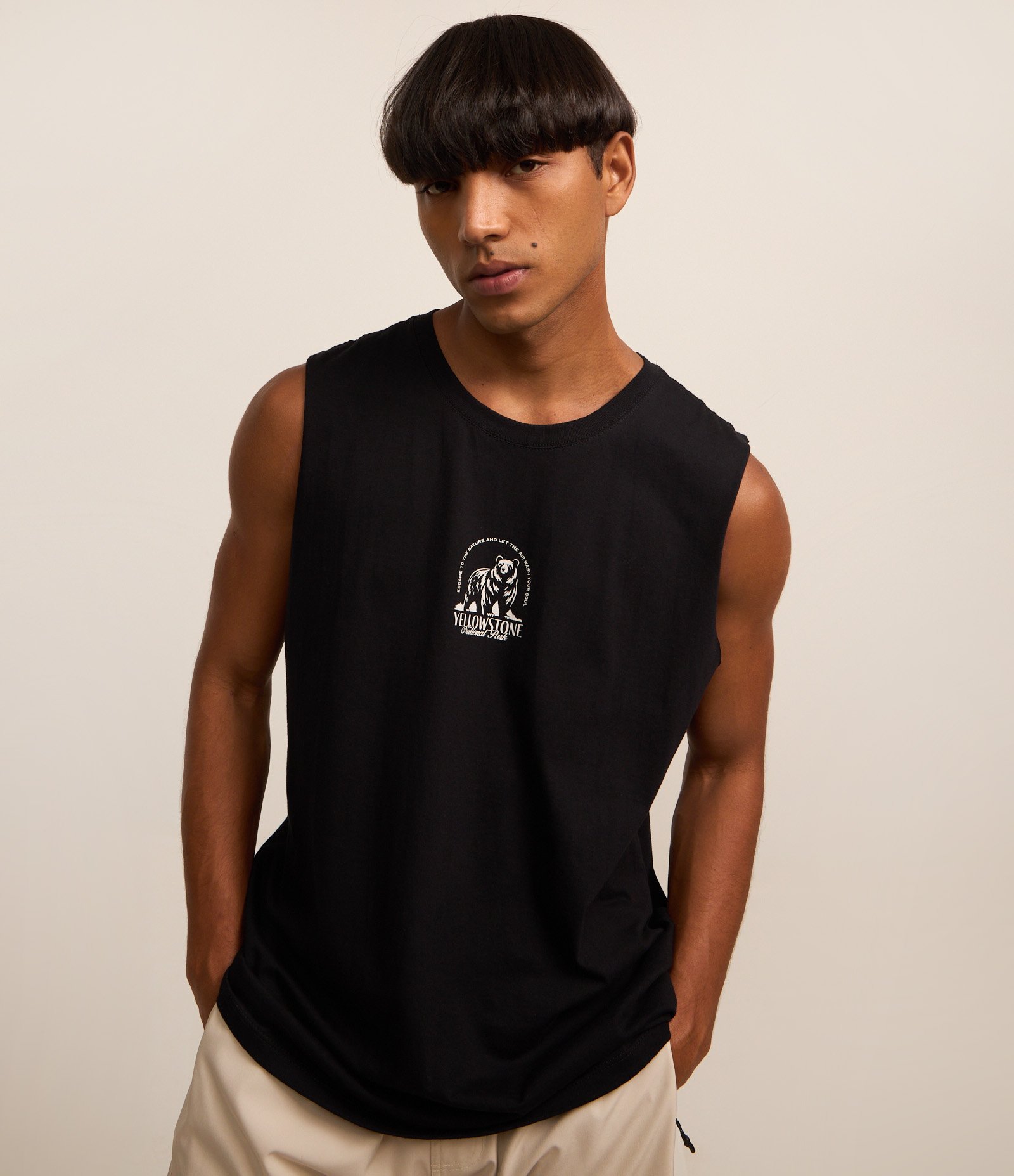 Regata Comfort em Algodão com Estampa de Urso Preto 1