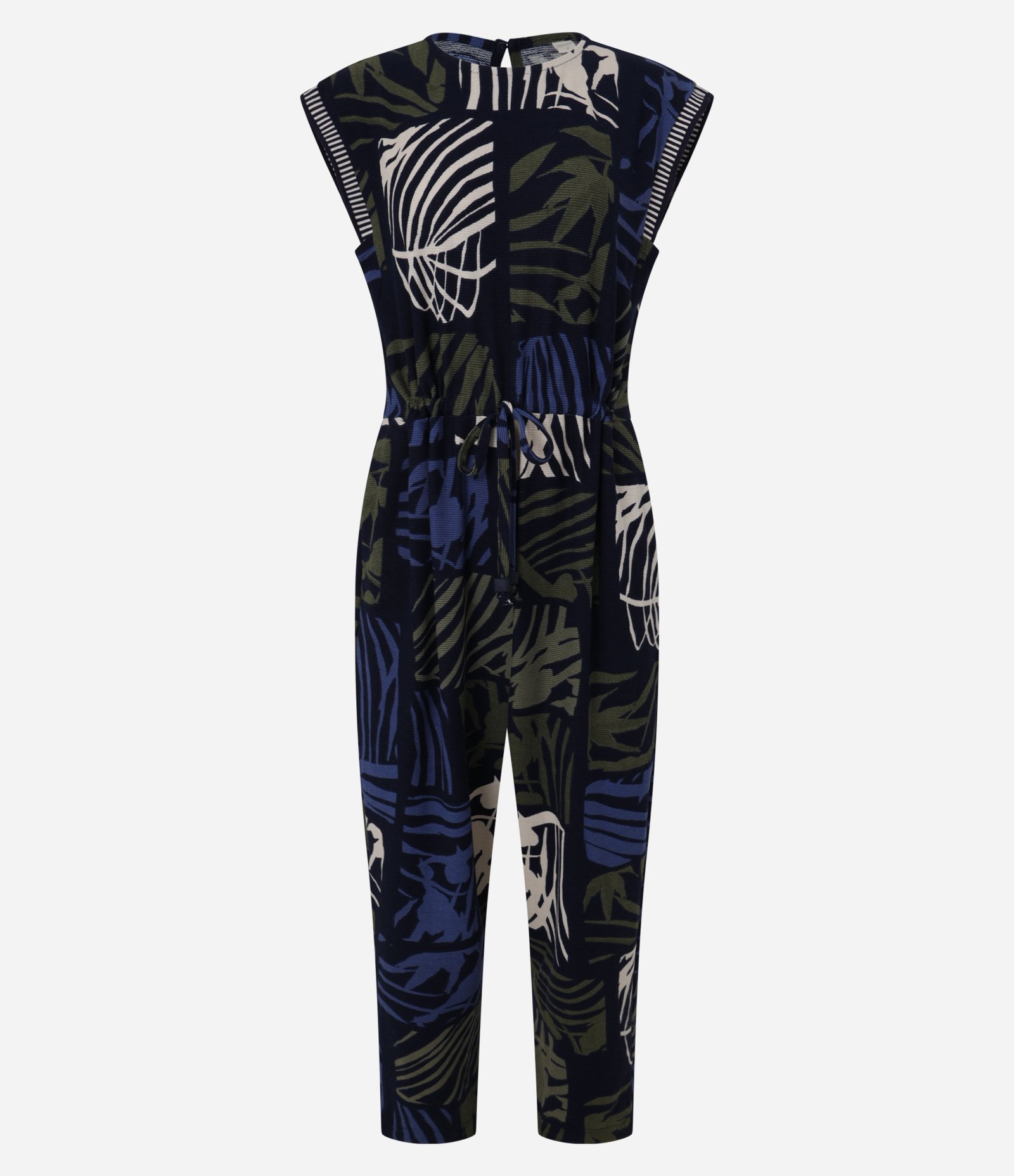 Macacão em Viscose com Estampa de Folhagem e Gola Careca Multicores 5