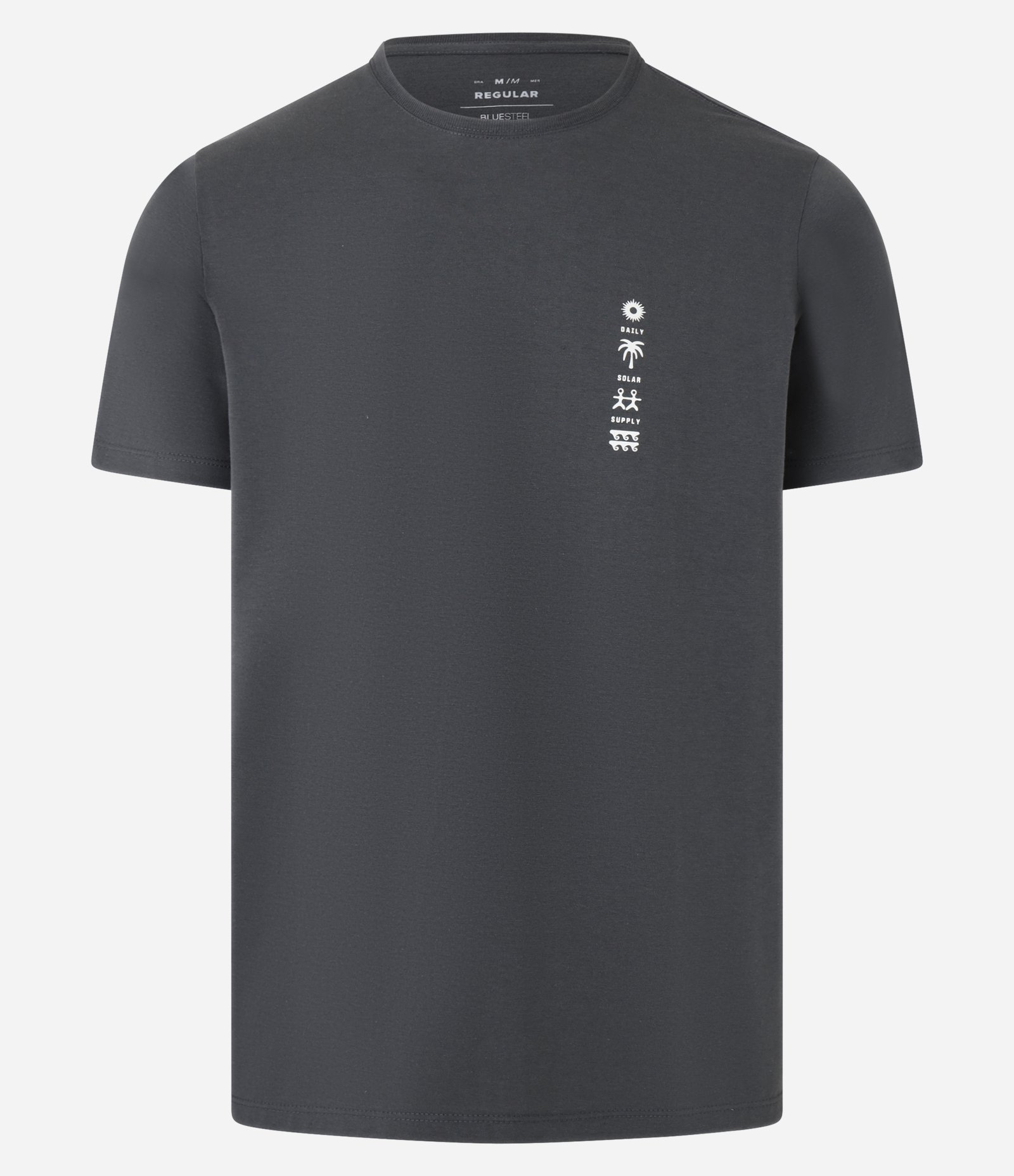 Camiseta Regular em Algodão com Estampa Minimalista Cinza 4