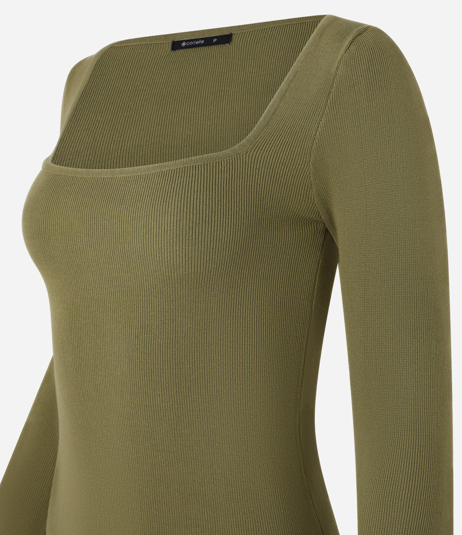 Blusa Básica Ajustada em Tricô Leve com Decote Quadrado Verde 6