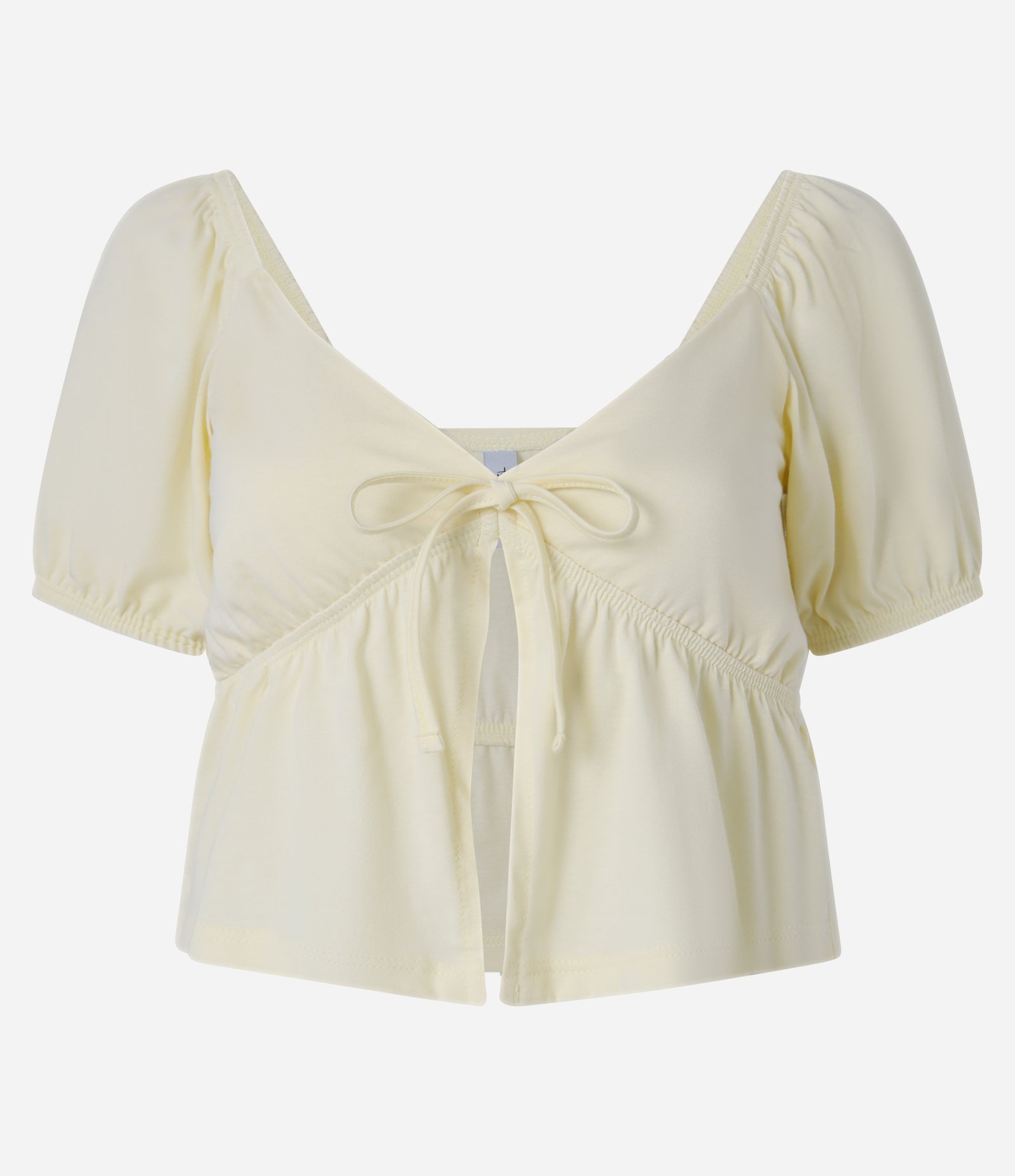 Blusa em Algodão com Amarração Frontal Amarelo Creme 4