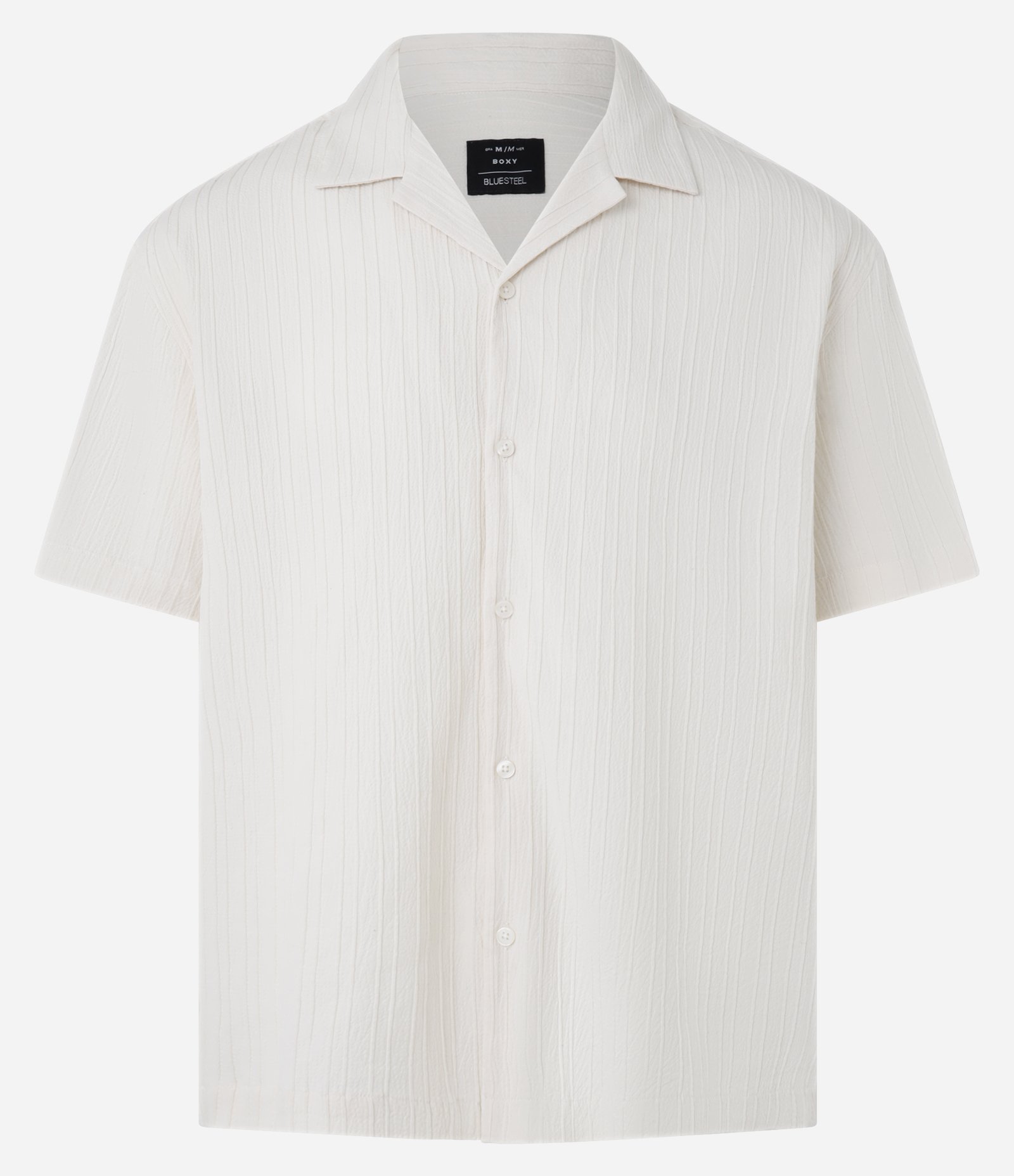 Camisa Boxy em Algodão com Gola Bowling Texturizada Bege 5