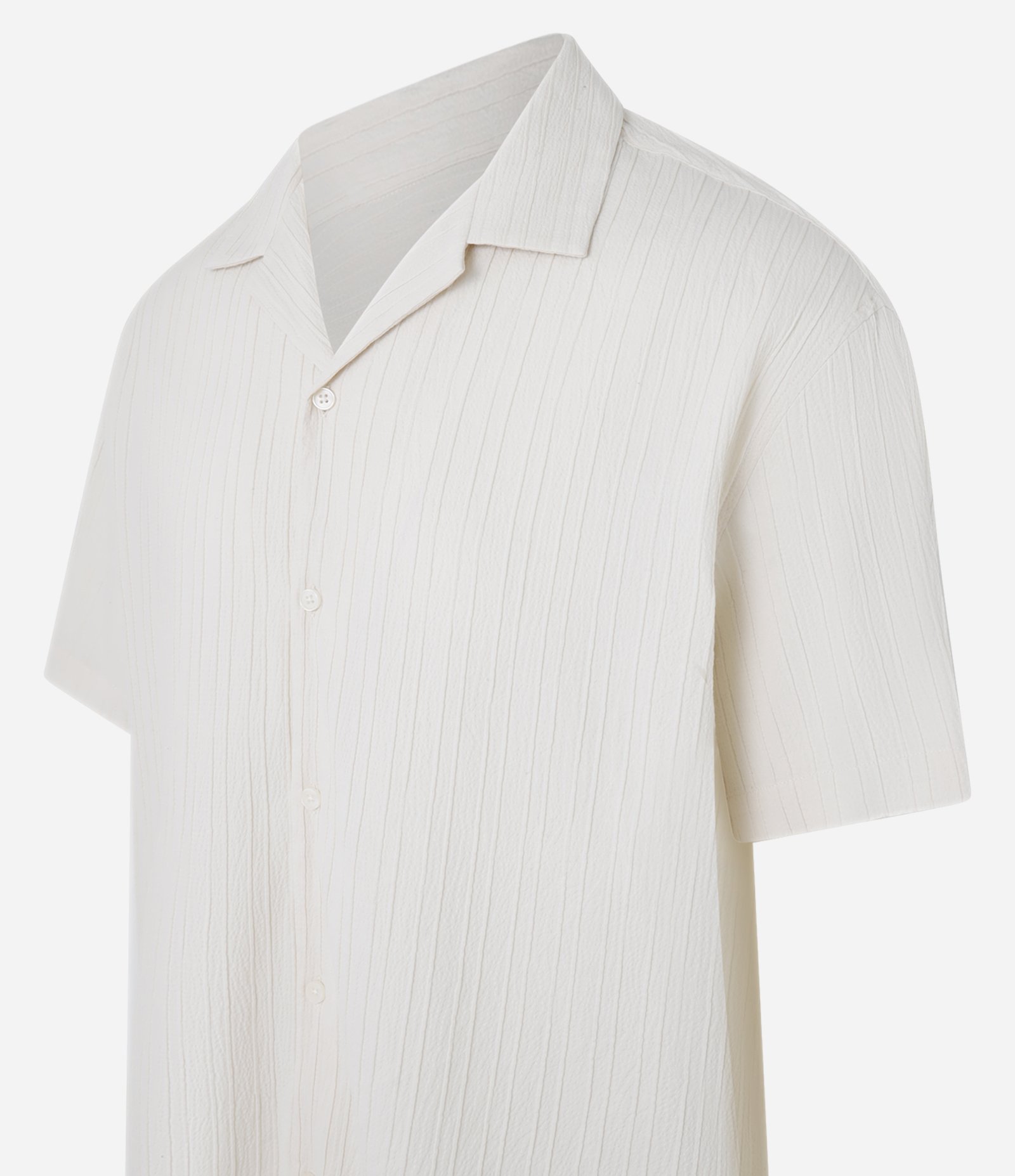 Camisa Boxy em Algodão com Gola Bowling Texturizada Bege 6