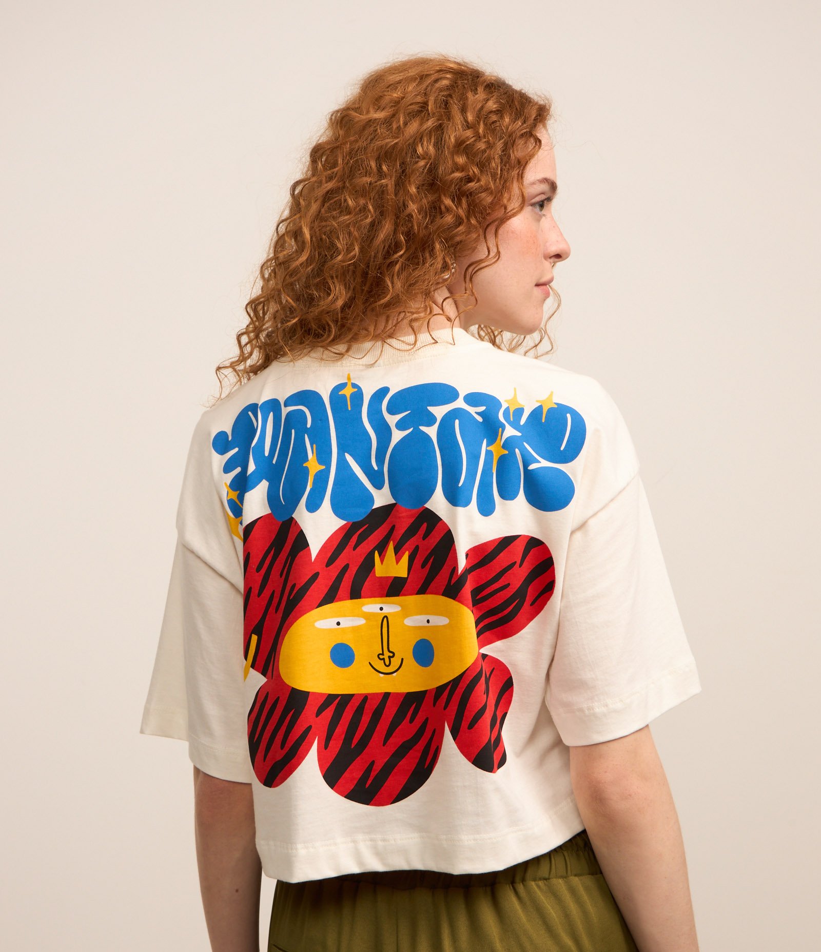 Camiseta Boxy em Algodão com Estampa Frente e Costas Branco 1