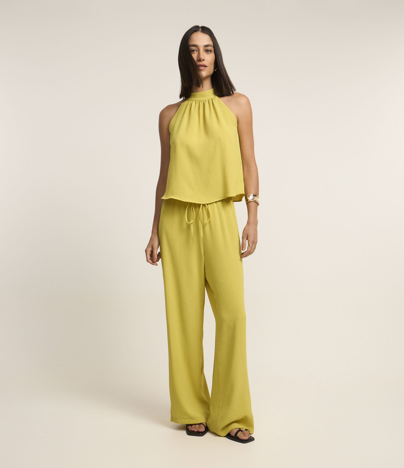 Calça Com Elástico E Amarração No Cós Airflow Amarelo 1