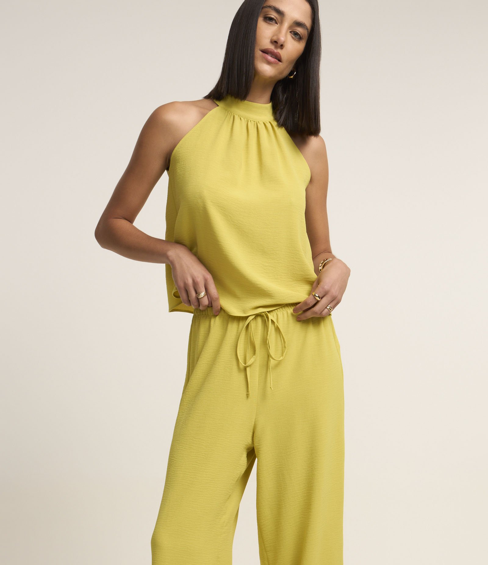 Calça Com Elástico E Amarração No Cós Airflow Amarelo 2