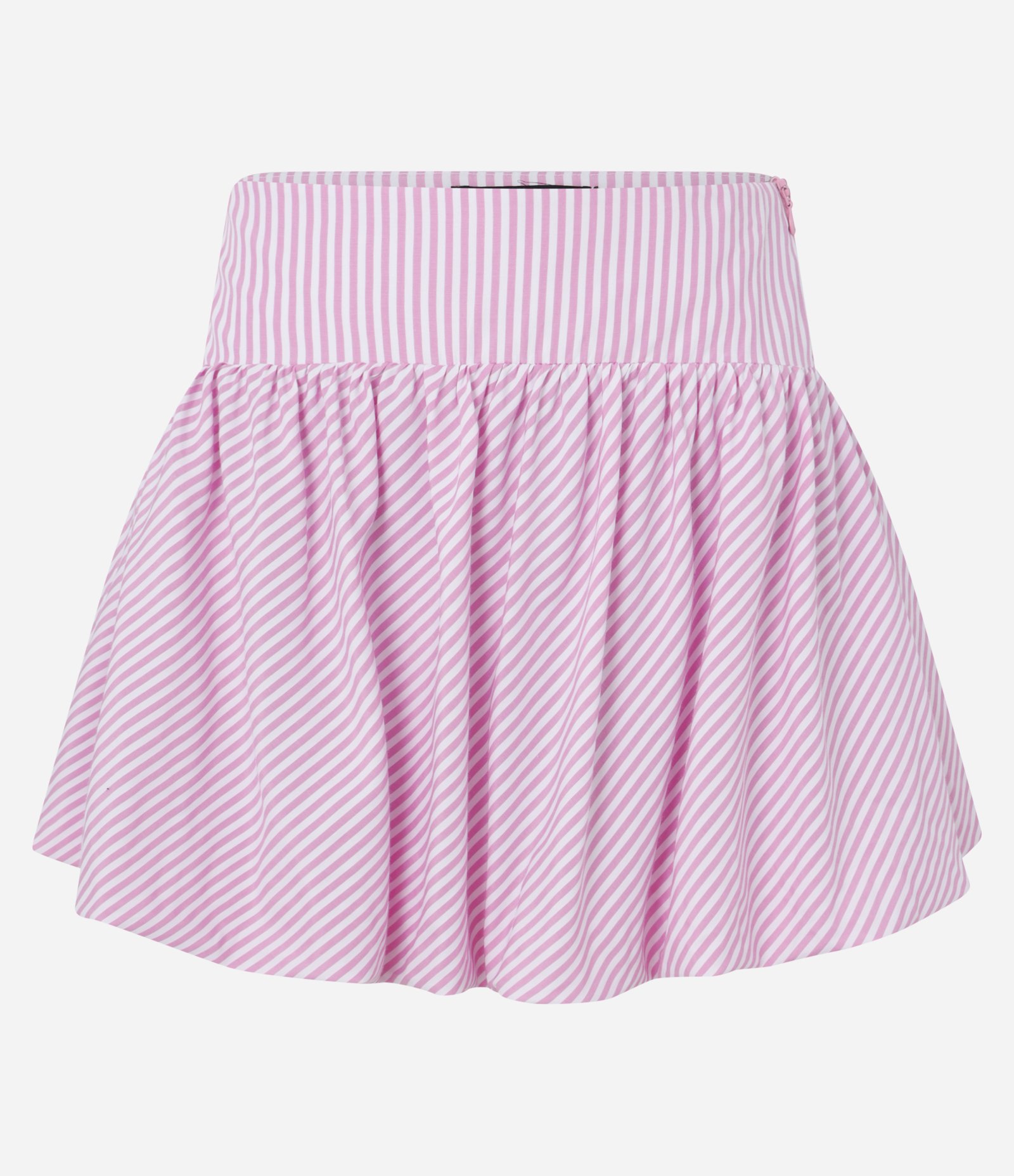 Mini Saia Balonê em Tricoline Listrado Rosa 4