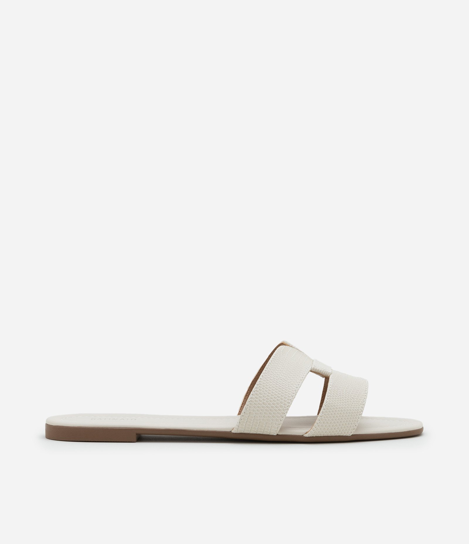 Sandália Rasteira em PU Flat com Tiras H Snake Off White 1