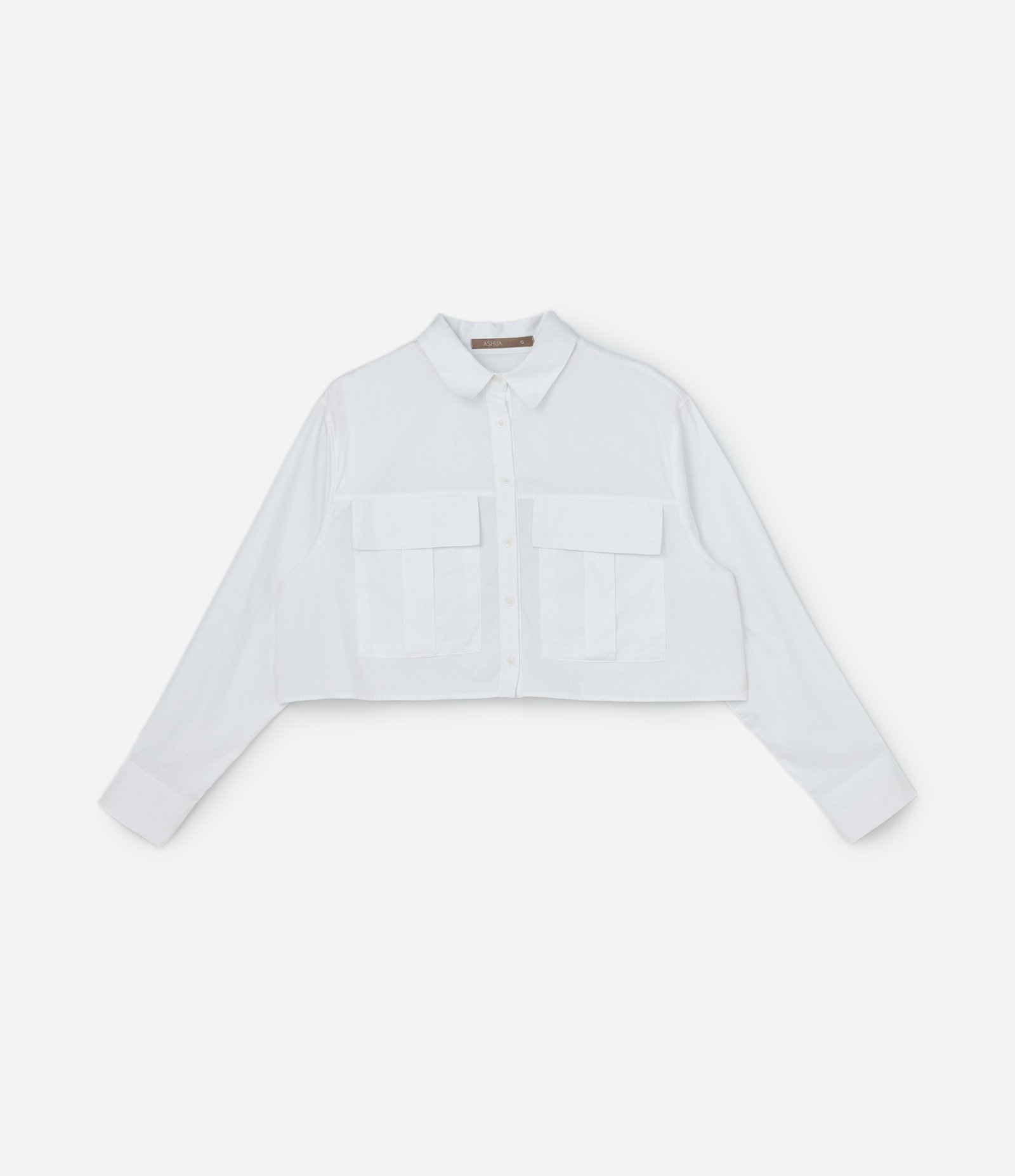 Camisa Cropped em Tricoline com Bolsos Curve & Plus Size Branco 5