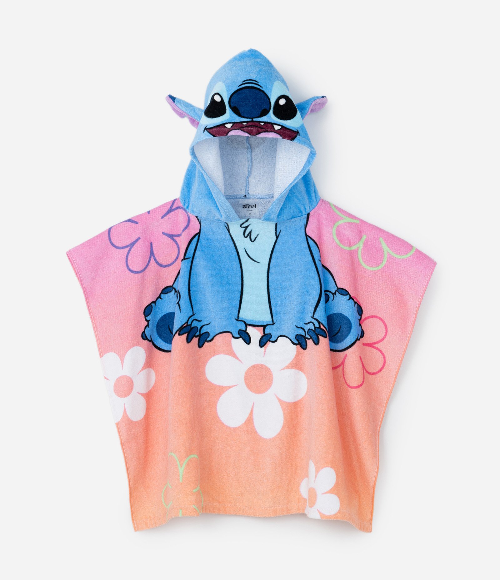 Poncho Infantil Atoalhado com Capuz e Estampa Stitch - Tam Único Multicores 1
