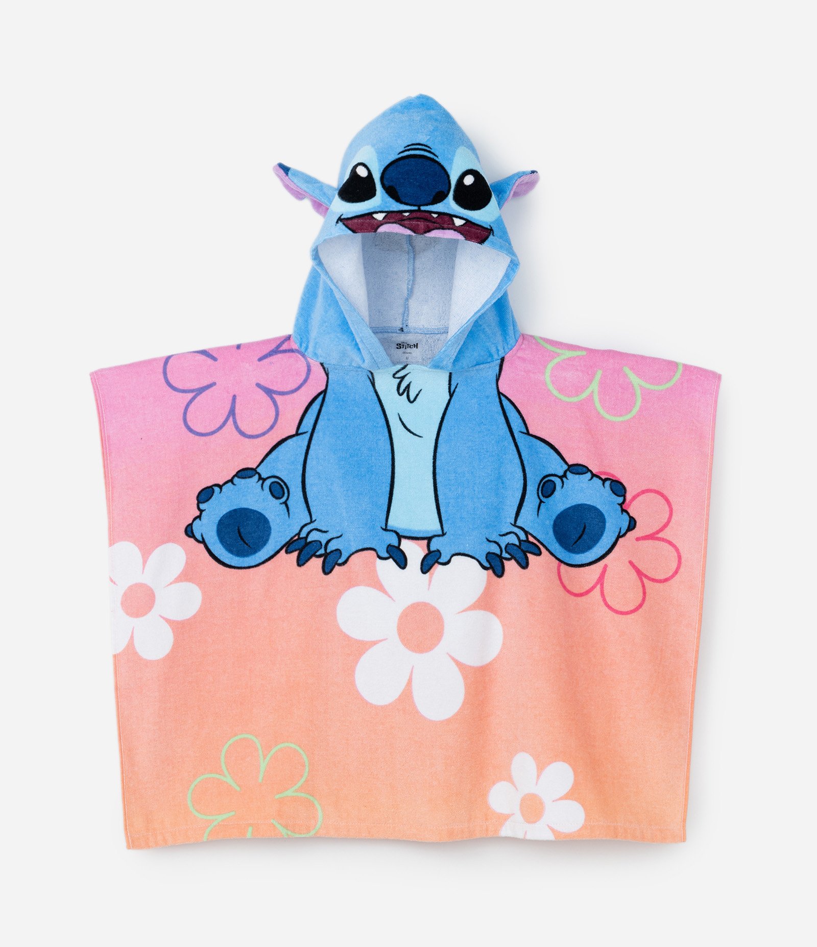 Poncho Infantil Atoalhado com Capuz e Estampa Stitch - Tam Único Multicores 2