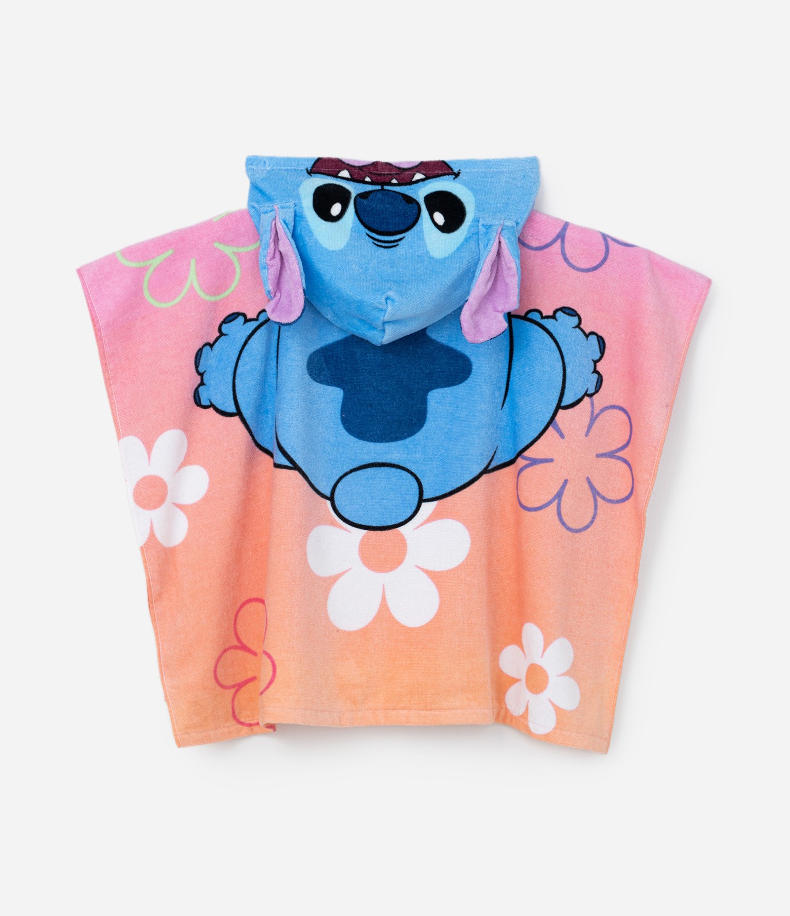 Poncho Infantil Atoalhado com Capuz e Estampa Stitch - Tam Único Multicores 3